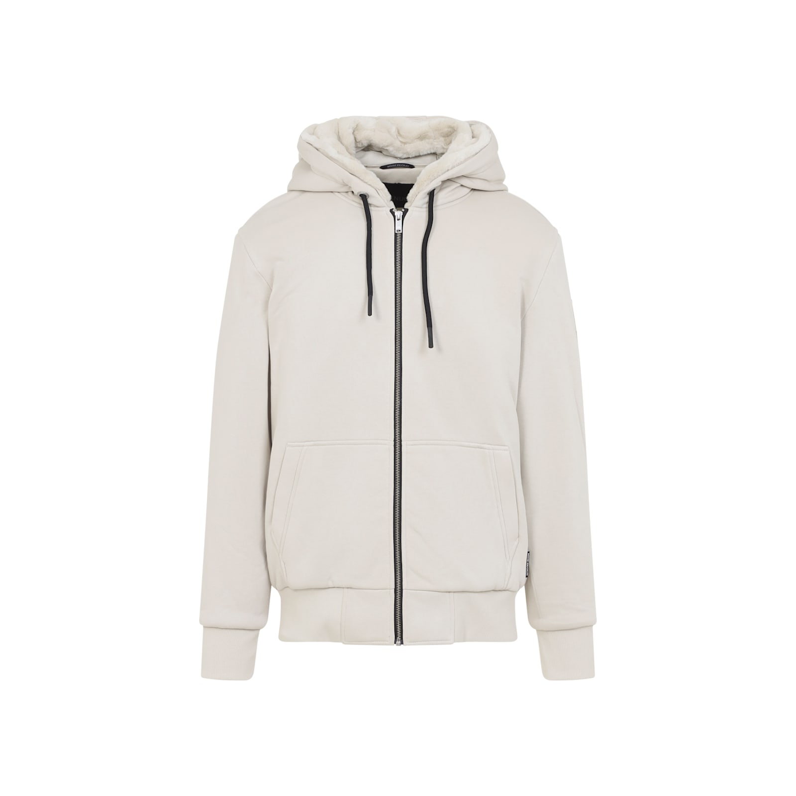 Moose Knuckles Logo Motif Plaque Zipped Hoodie In Neutral