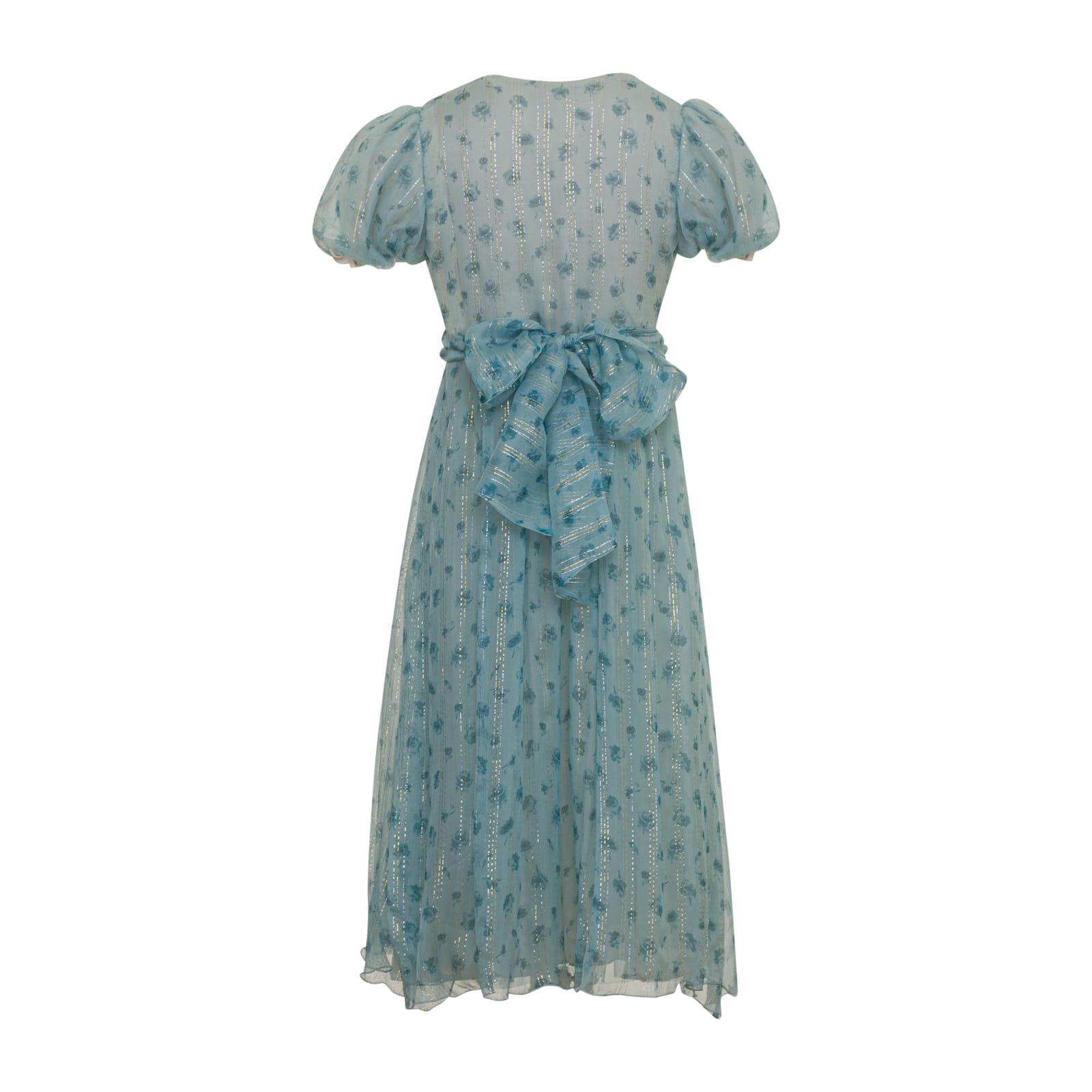 Shop Simonetta Long Floral Dress In Blue