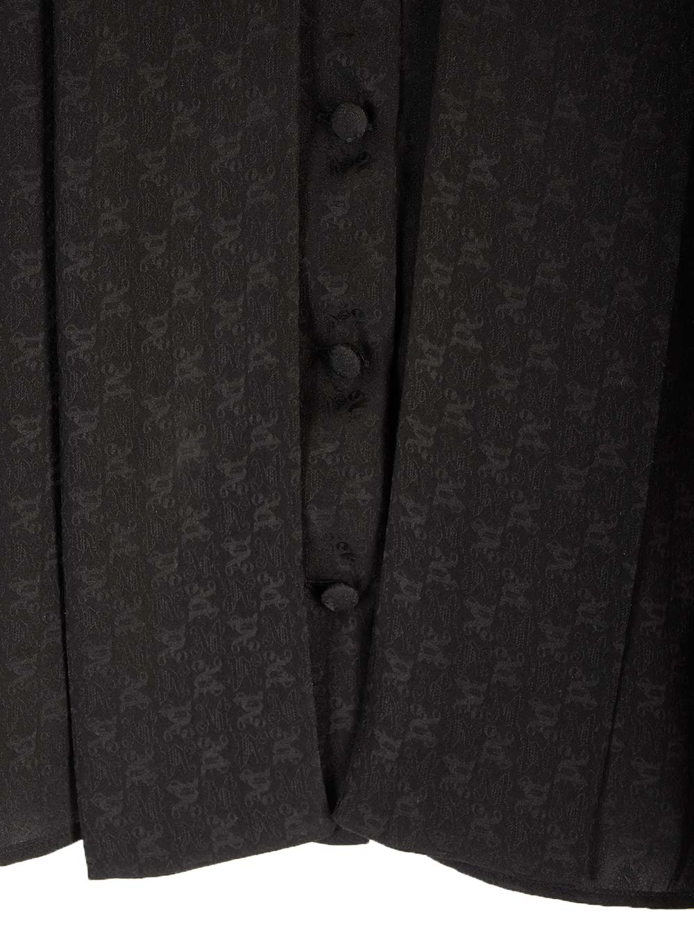 Palm Angels Black Silk Blouse With Monogram In Black