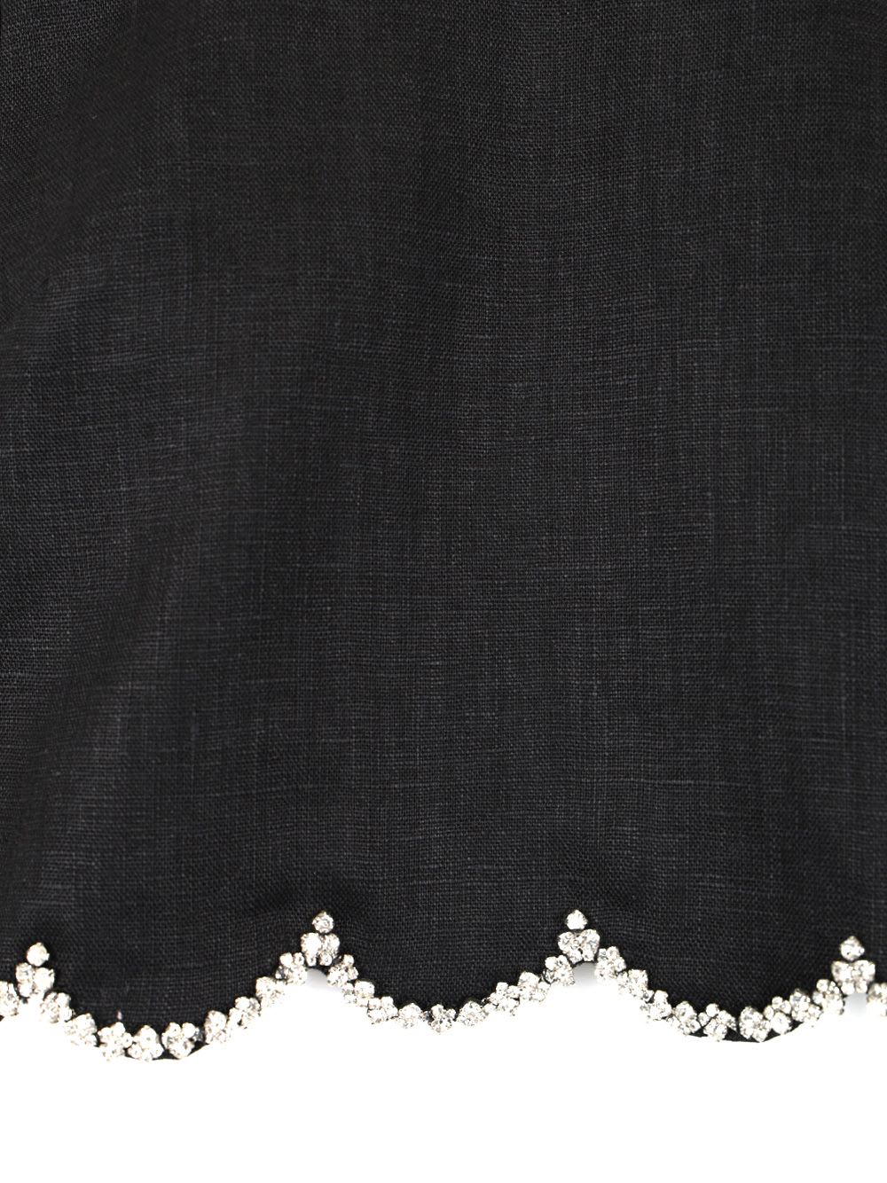 Zimmermann Crush Cropped Crystal-embellished Linen Top In Black