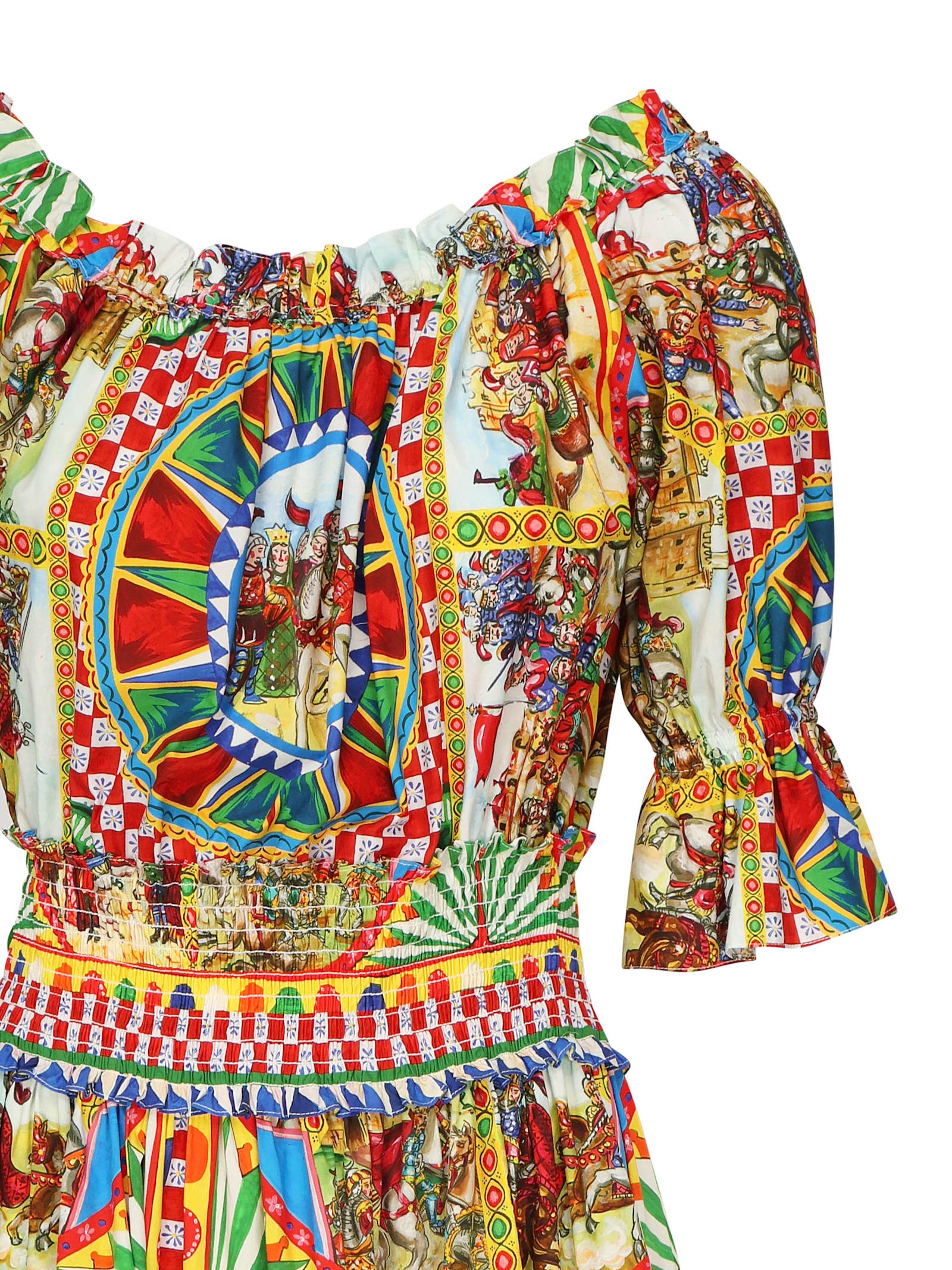 Dolce & Gabbana Midi Dress With Cart Print