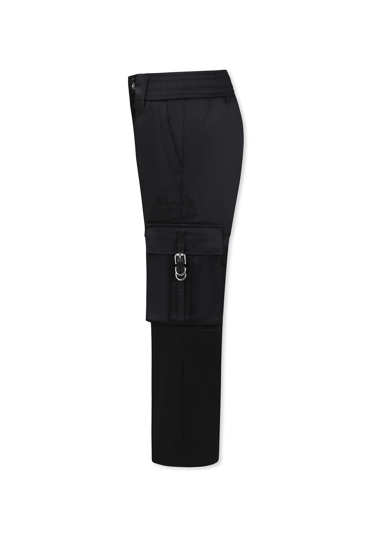 Givenchy Black Trousers For Girl With Logo In Black