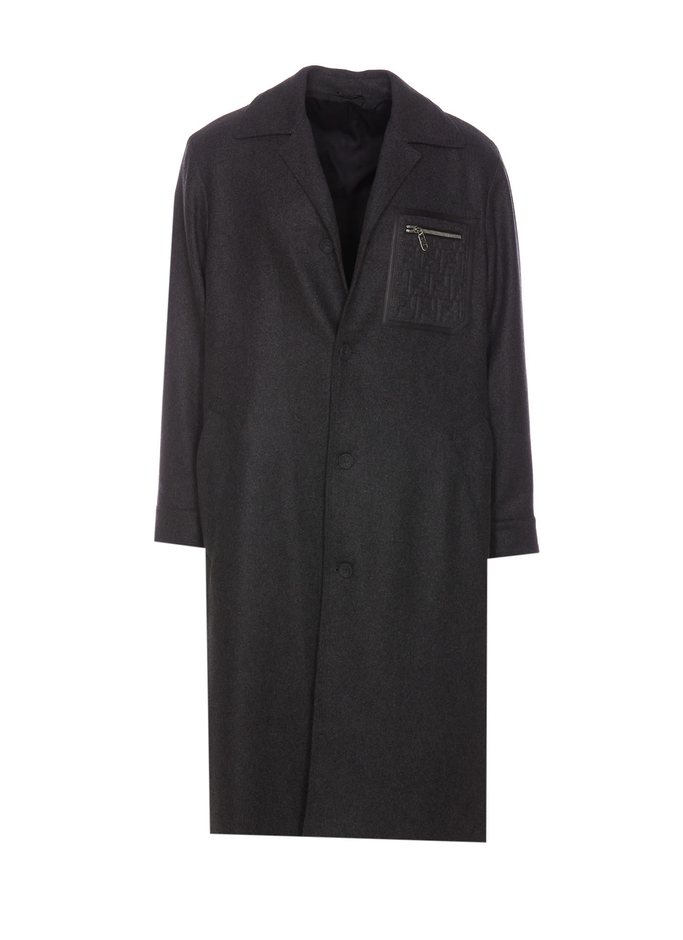 Shop Fendi Ff Coat In Grey