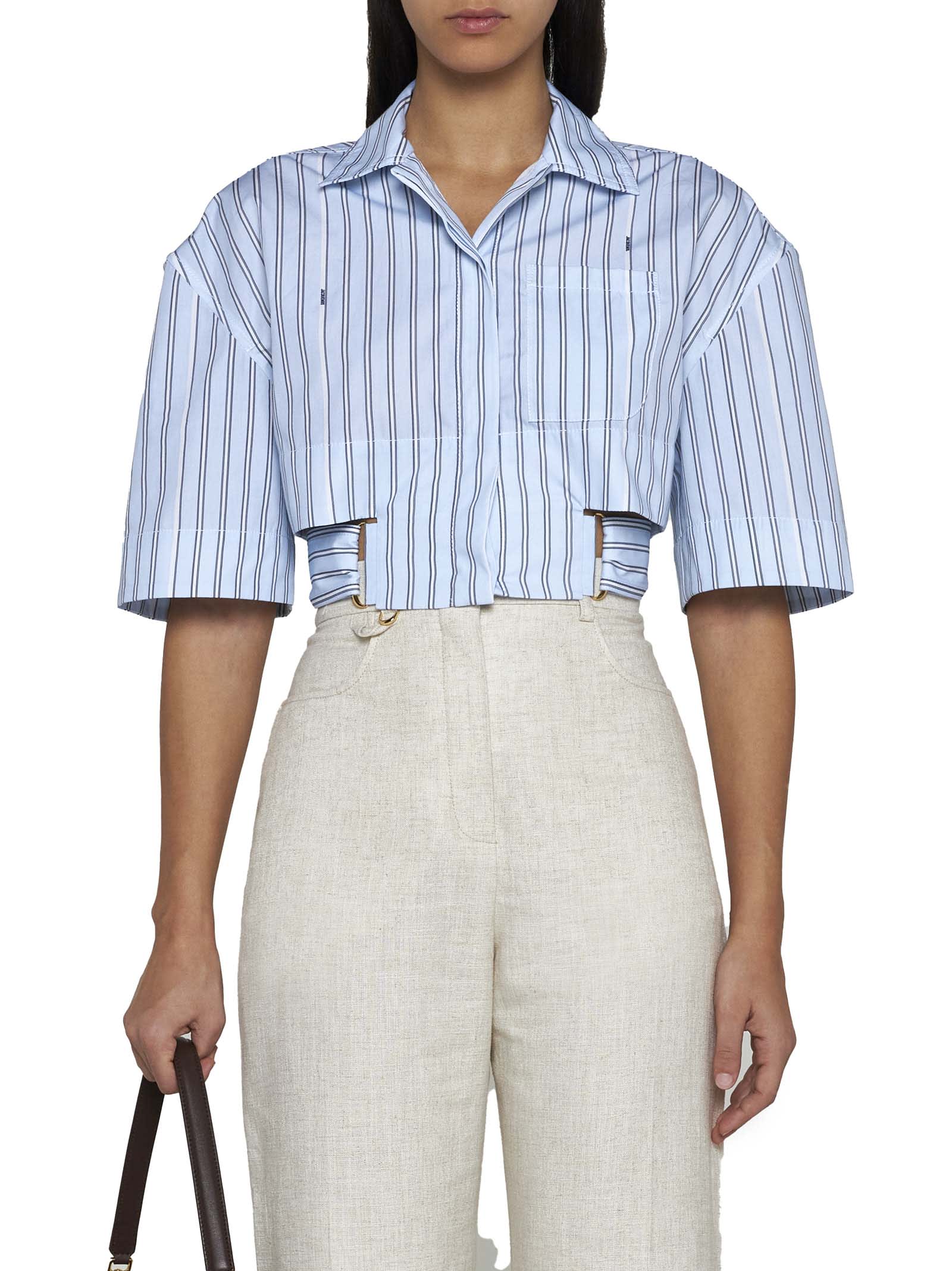Shop Jacquemus Shirt In Print Blue Stripe