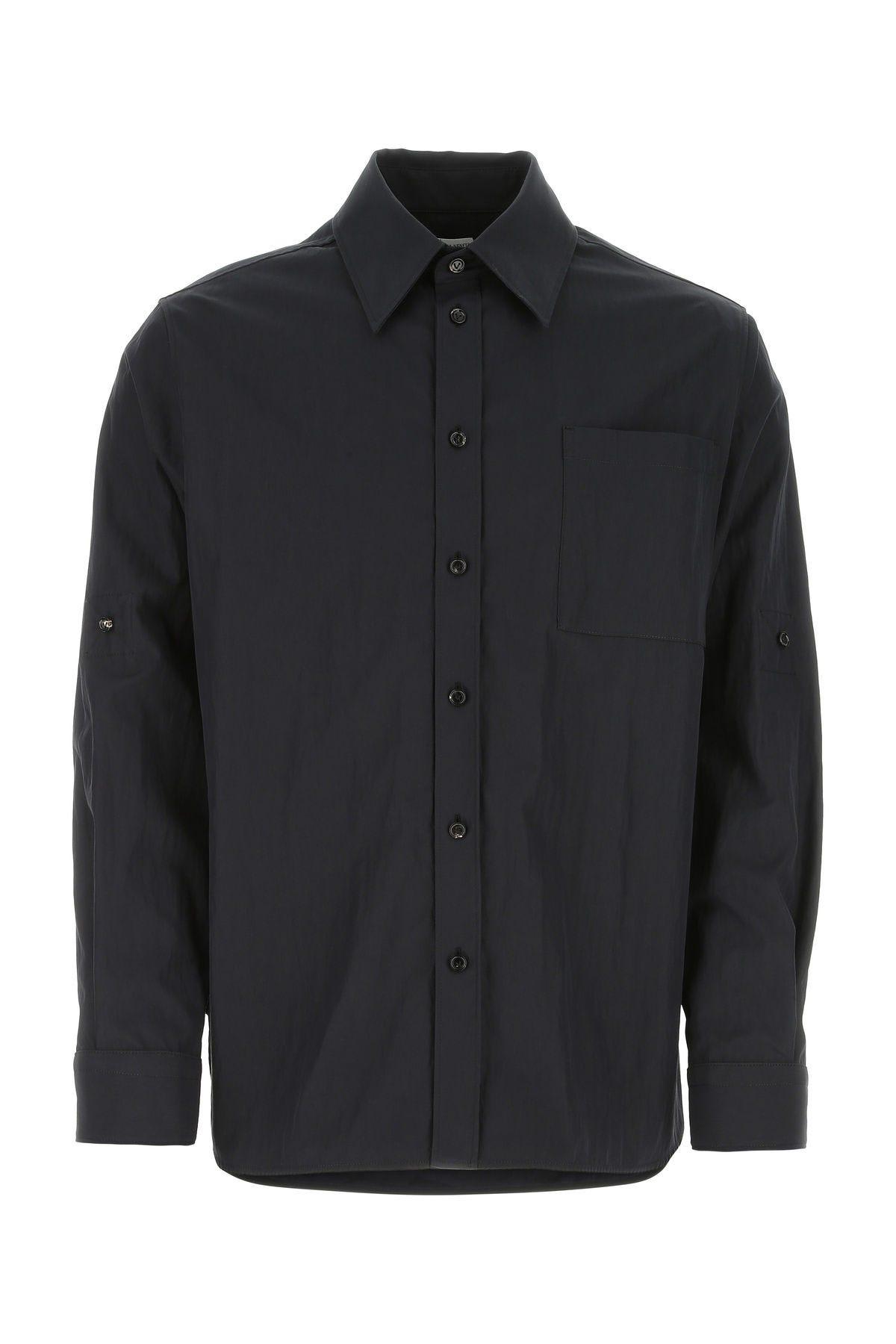 Bottega Veneta Cotton Blend Shirt With Pocket And Yoke In Blue