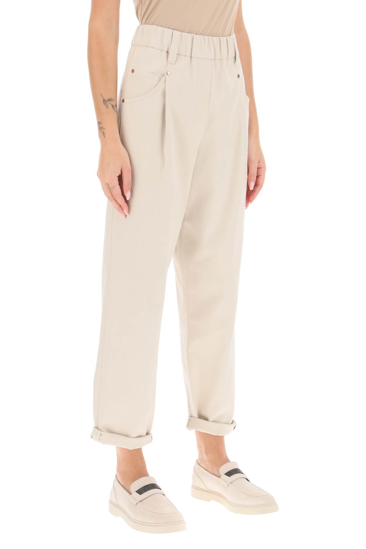 Brunello Cucinelli Cotton Trousers In Neutral