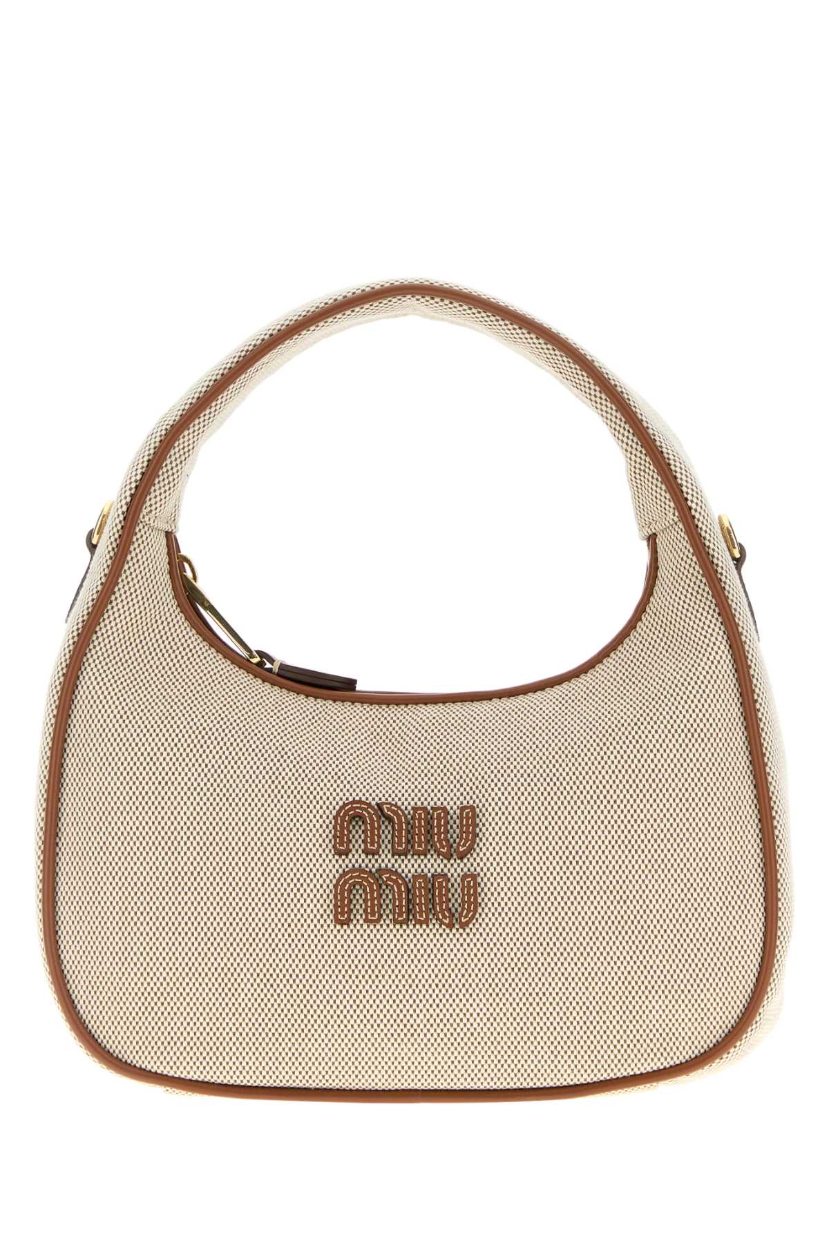 Miu Miu Two-tone Canvas Handbag In Brown