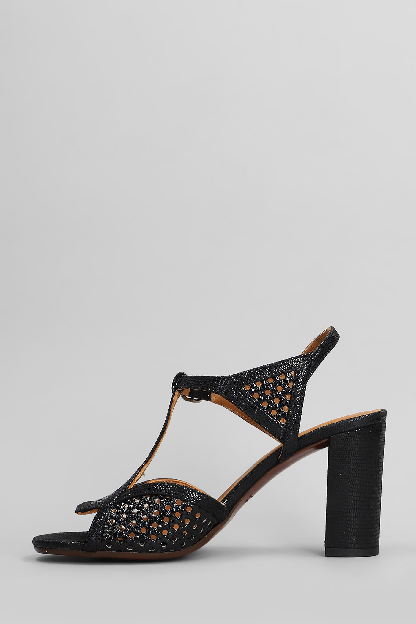 Chie Mihara 75mm Bessy Perforated Leather Sandals In Black