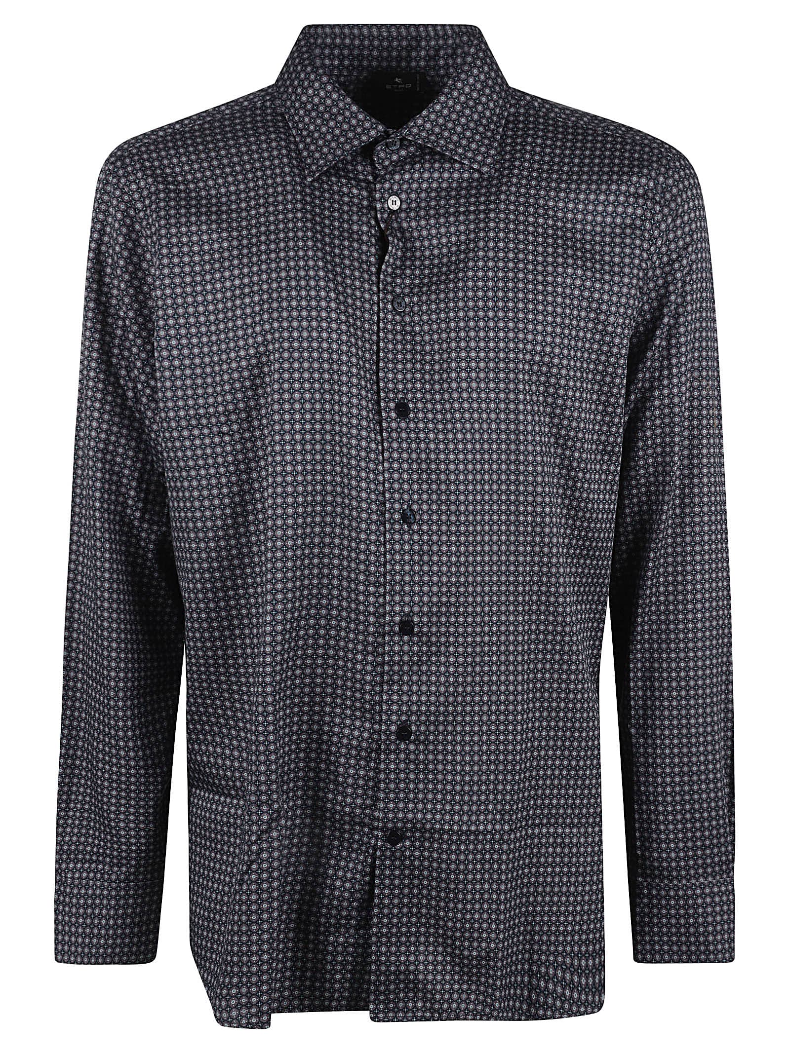 Etro Printed Long-sleeved Shirt In Blue/multicolor