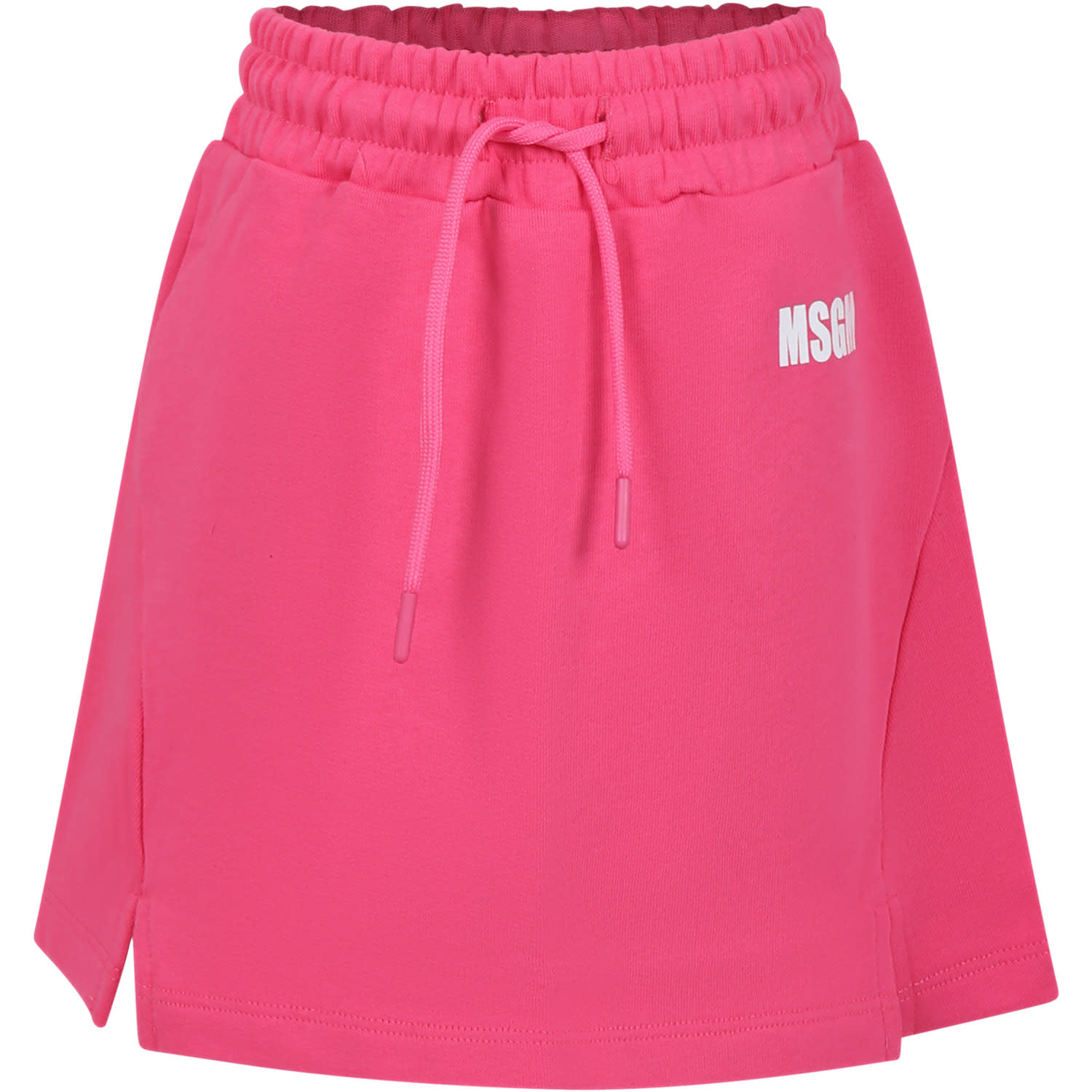 Shop Msgm Fuchsia Skirt For Girl With Logo And Writing