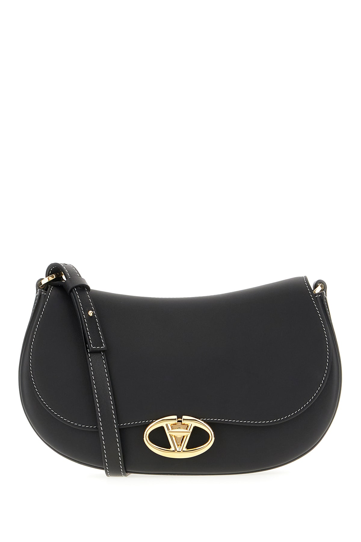 Valentino Garavani Black Leather Crossbody Bag In Nero