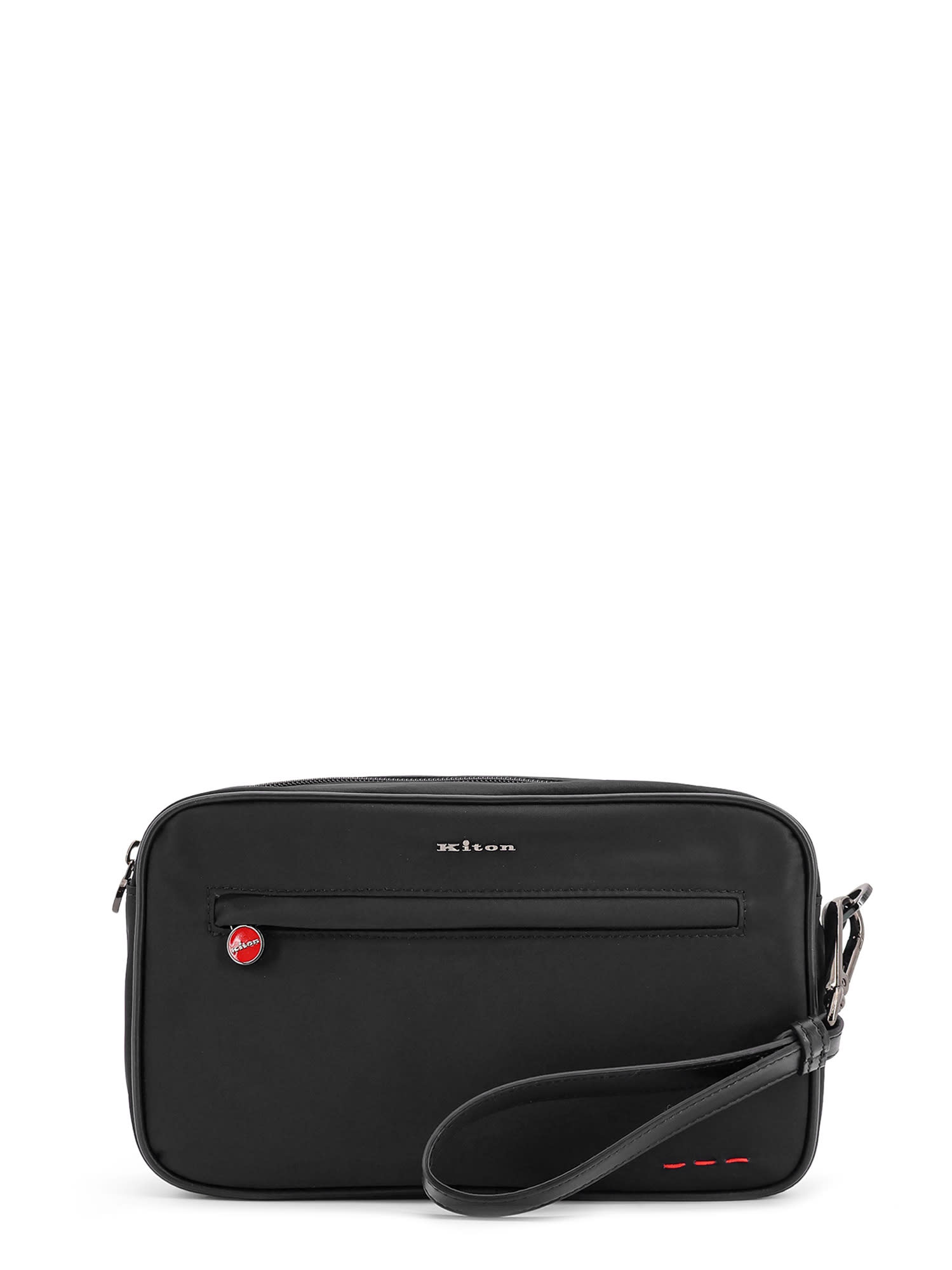 Nylon Clutch Bag With Iconic Logo Embroidery