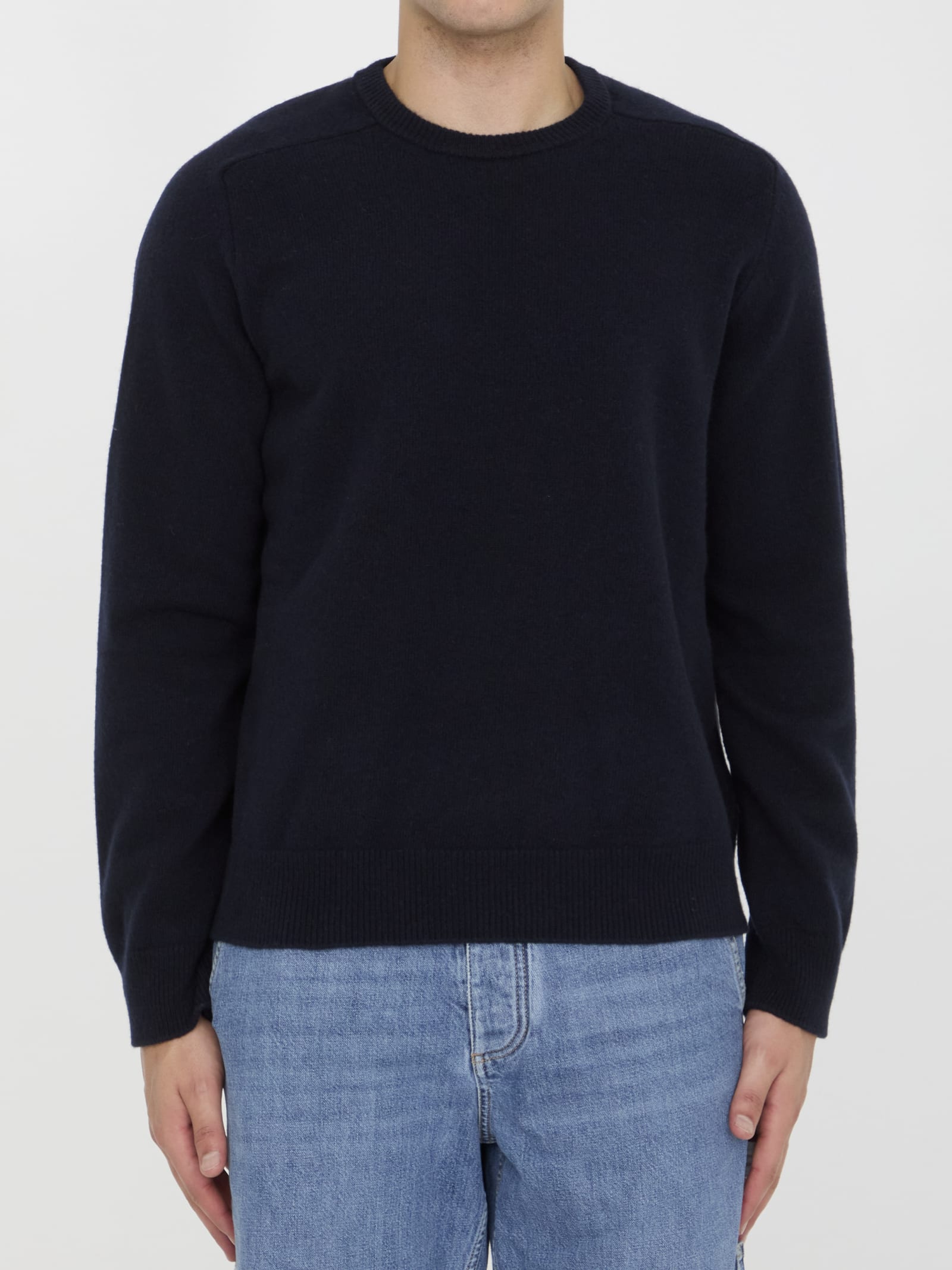 Shop Maison Margiela Wool Jumper In Navy