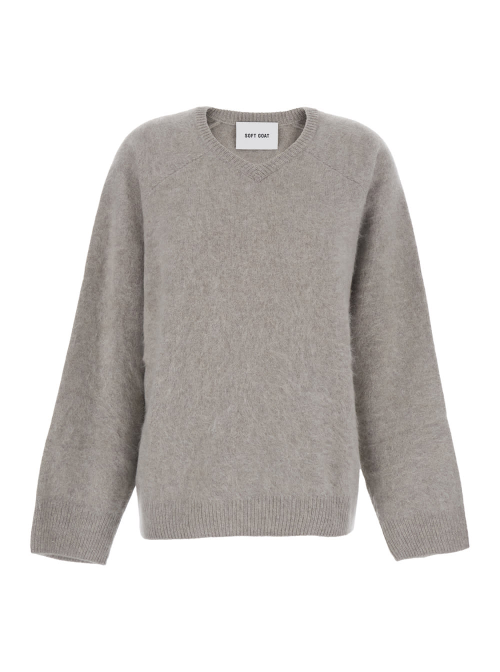 Goat Grey Sweater With Round Neck And Brushed Effect In Cashmere Woman In Gray
