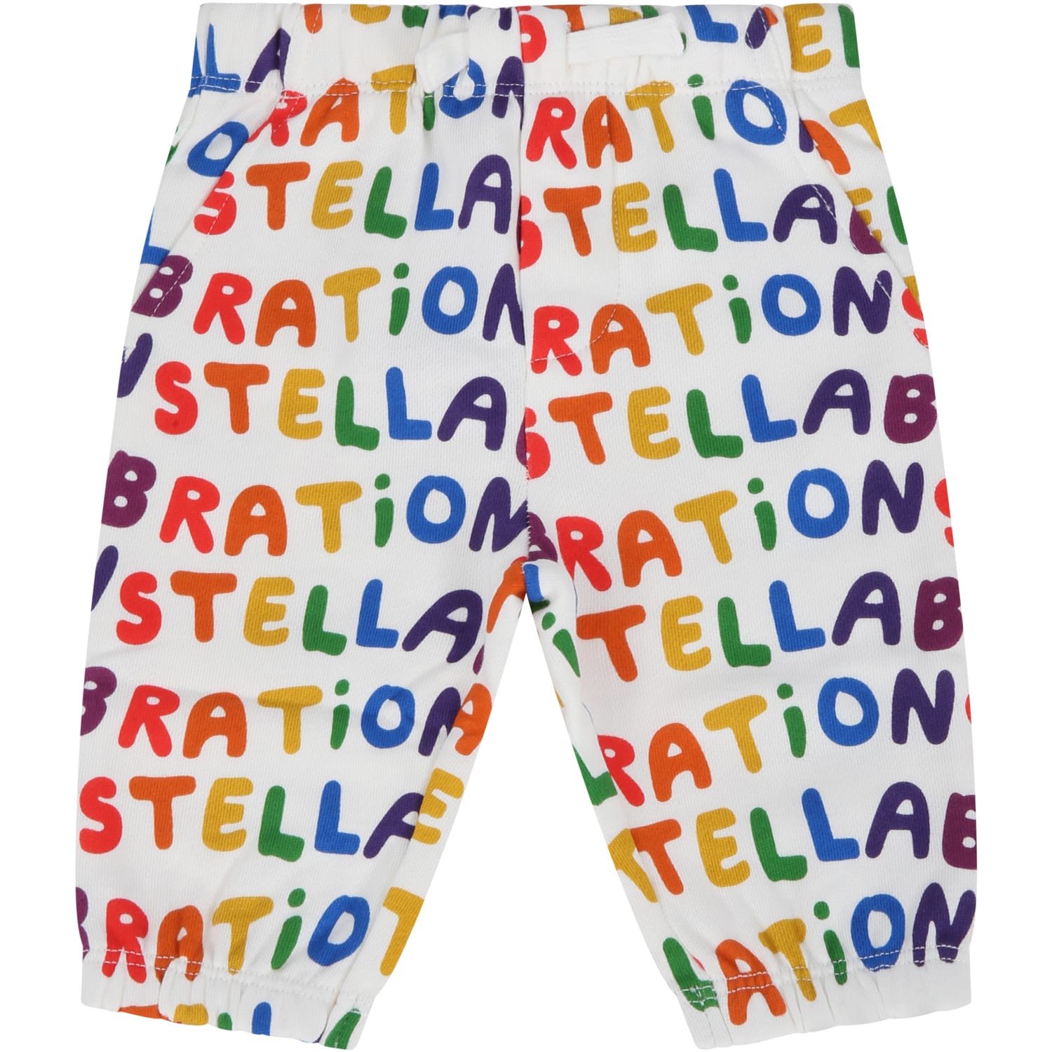 Stella McCartney Kids White Swetpants For Babykids With Logos