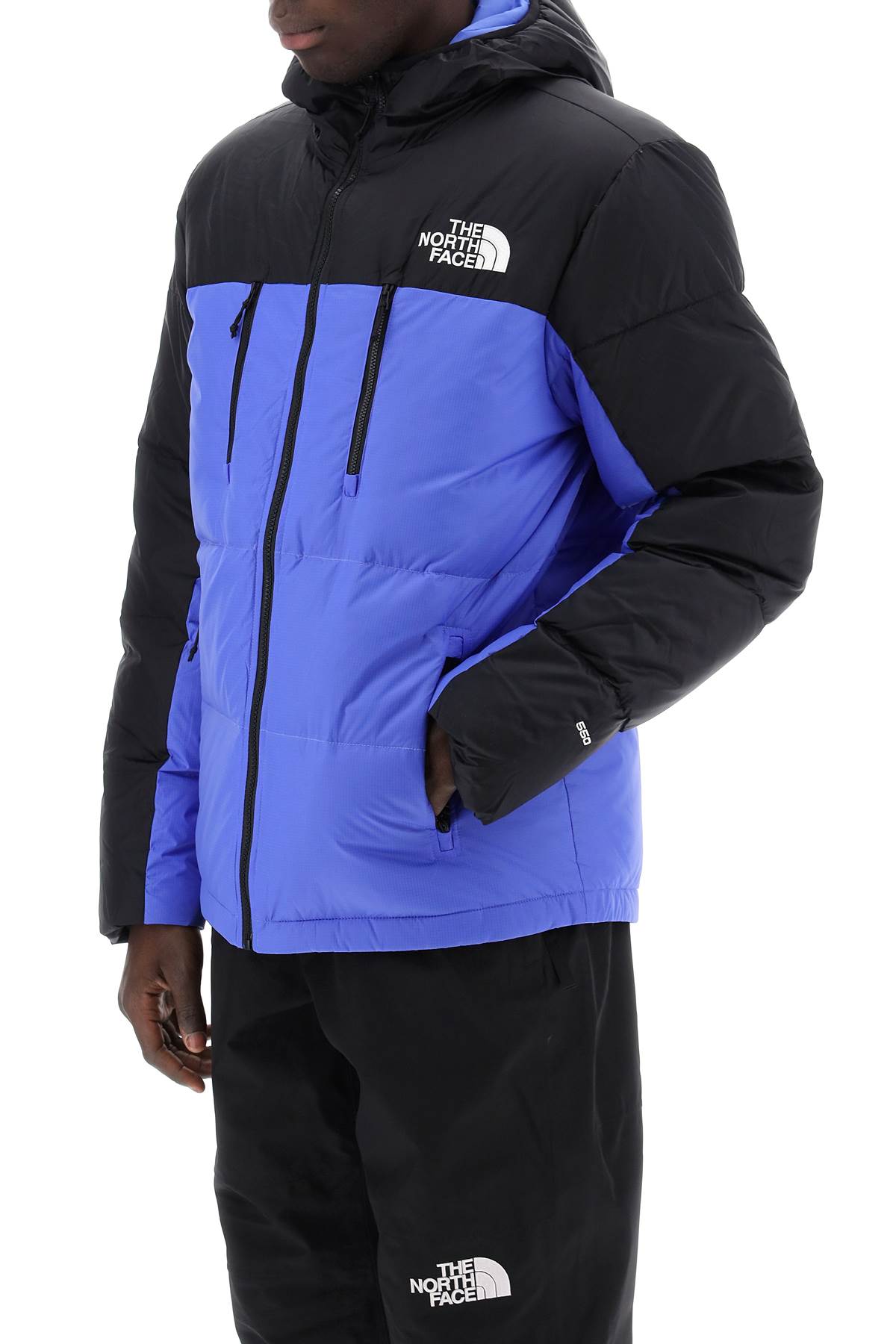 Shop The North Face Himalayan Short Hooded Down Jacket In Solar Blue (black)