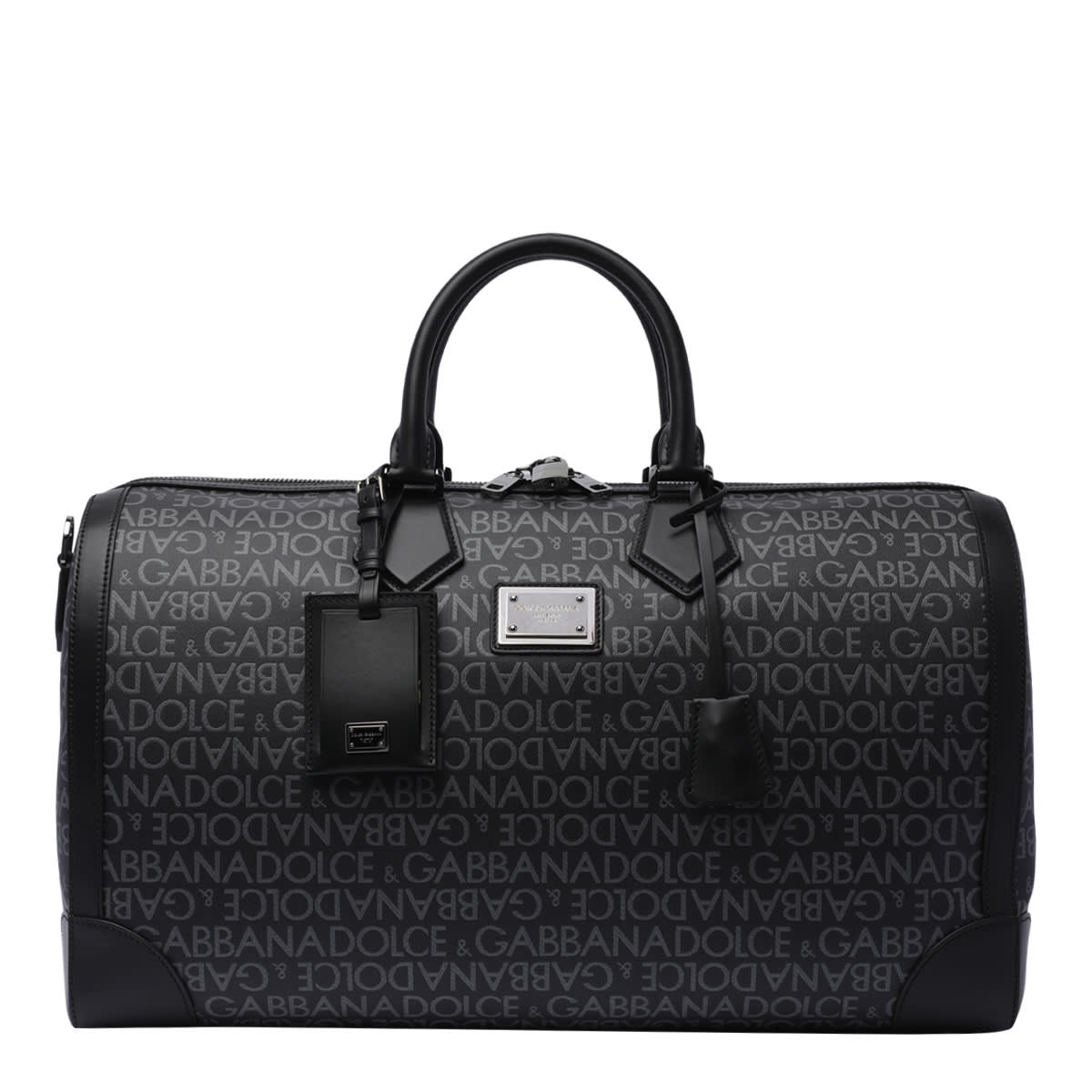 Shop Dolce & Gabbana Allover Logo Duffle Bag In Black