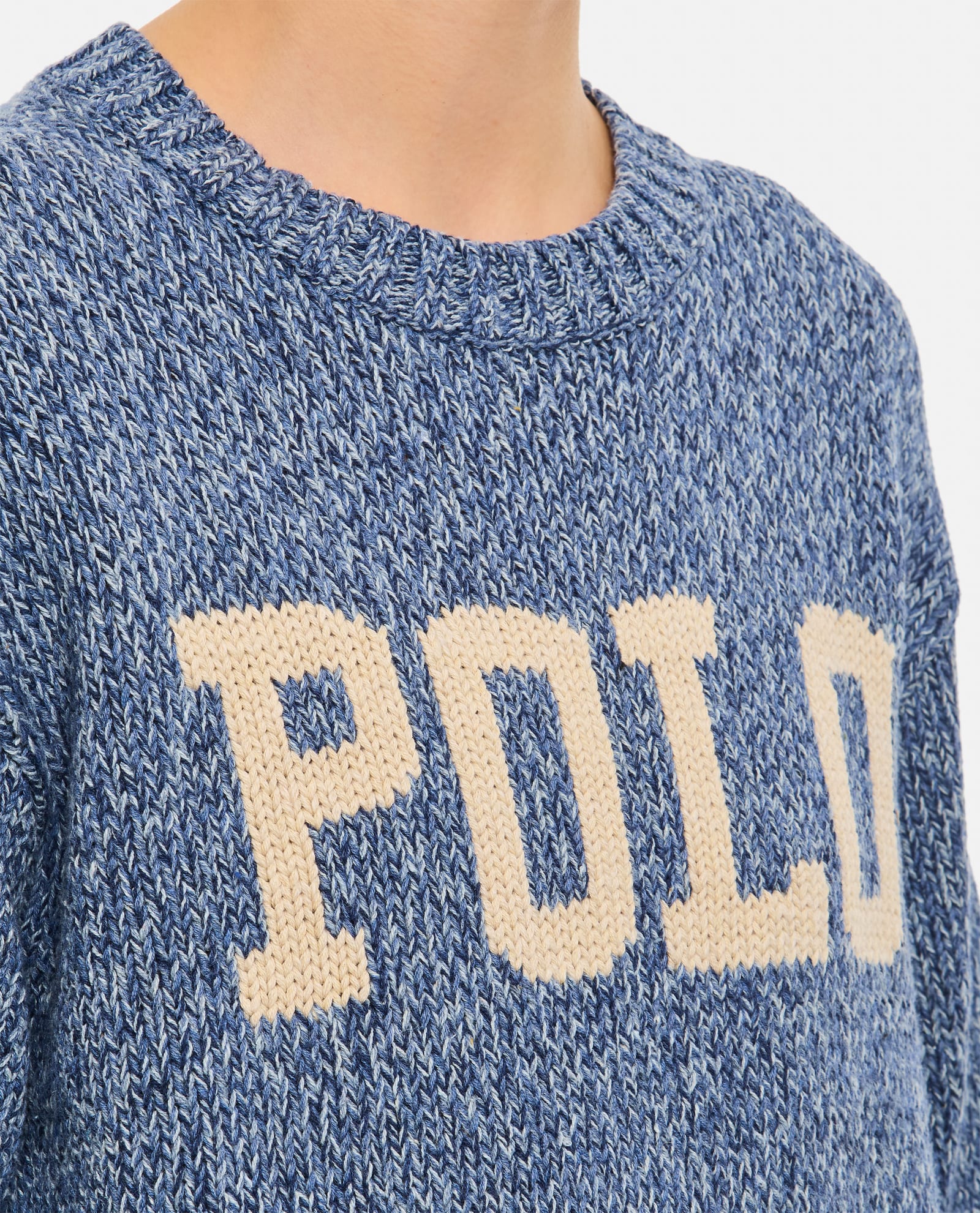 Shop Polo Ralph Lauren Cotton Wool Logo Pullover In Clear Blue