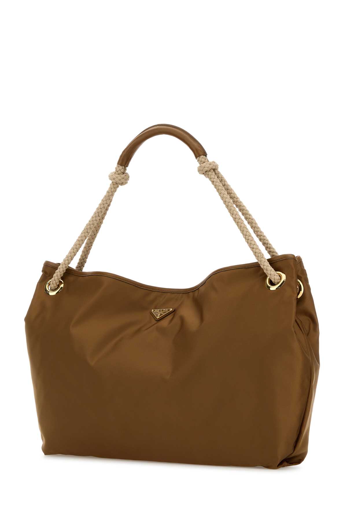 Prada Re-nylon Mariner Bucket Bag With Braided Handles In Brown