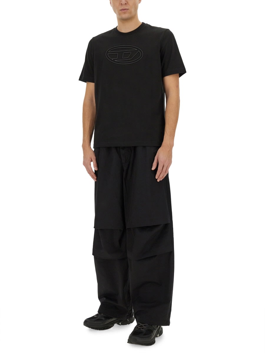 Diesel "gustaf" Layered Wide Leg Trousers In Black