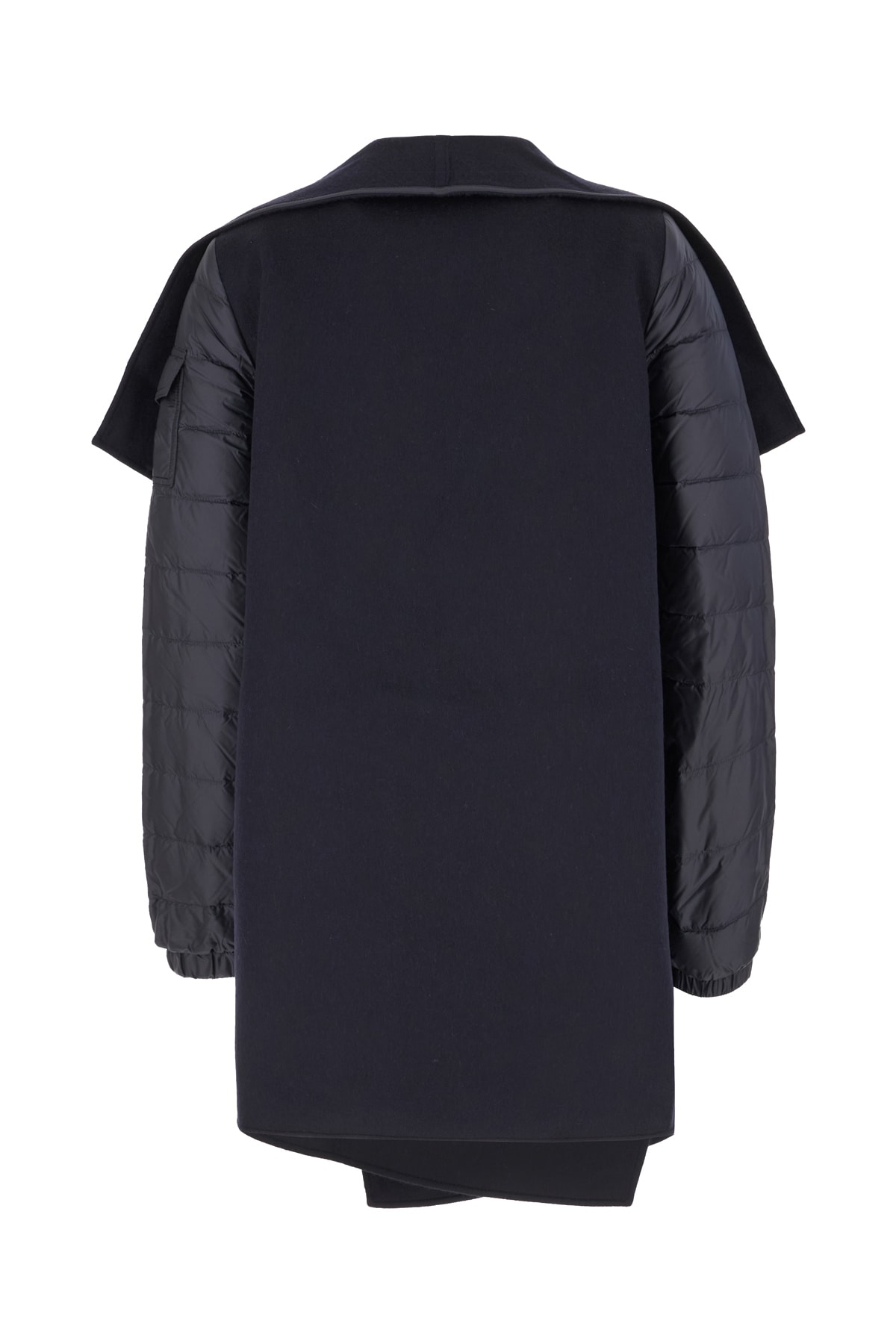 Shop Moncler Navy Blue Wool Blend Cape