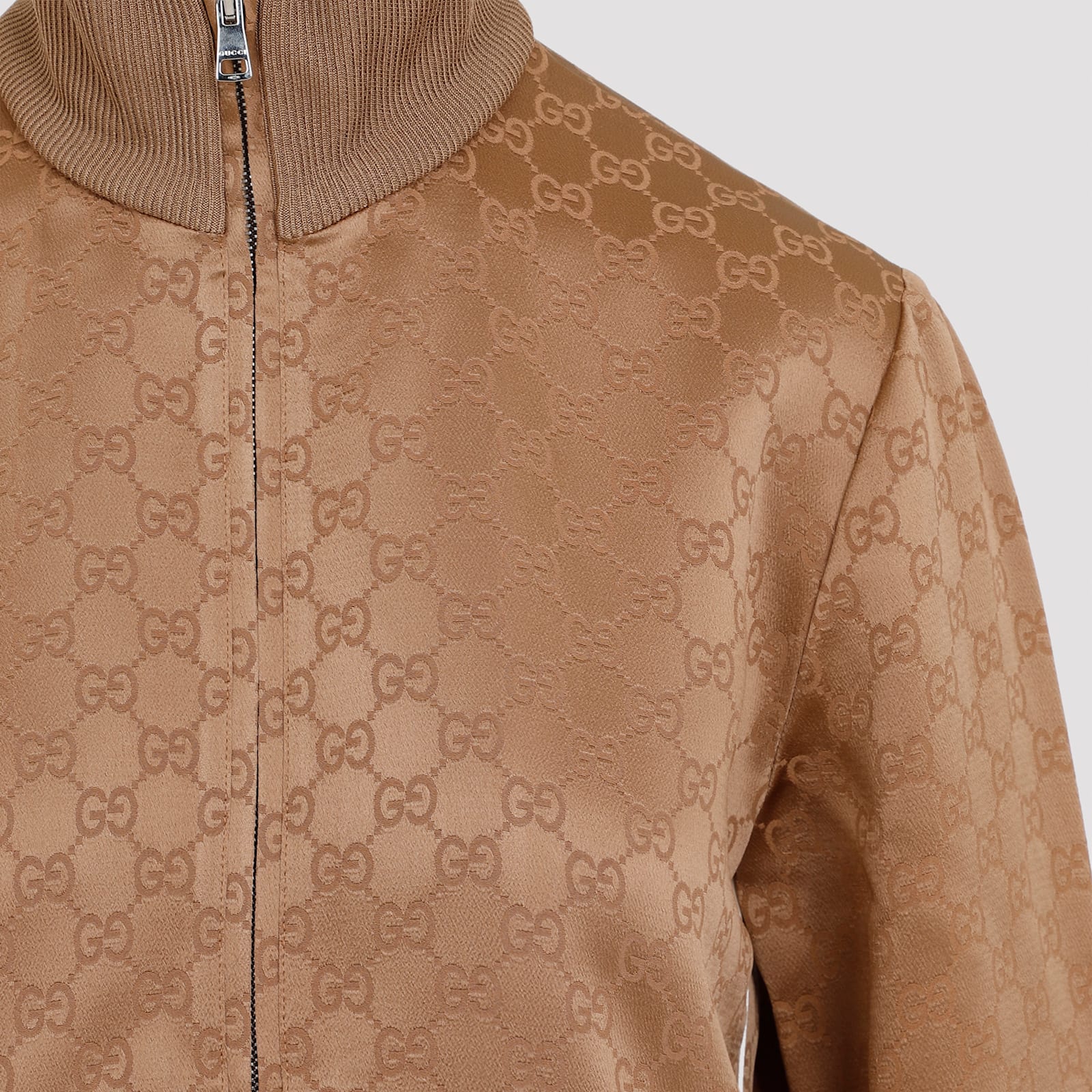 Shop Gucci Long Sleeves Hoodie Zipped Jacket In Vintage Camel