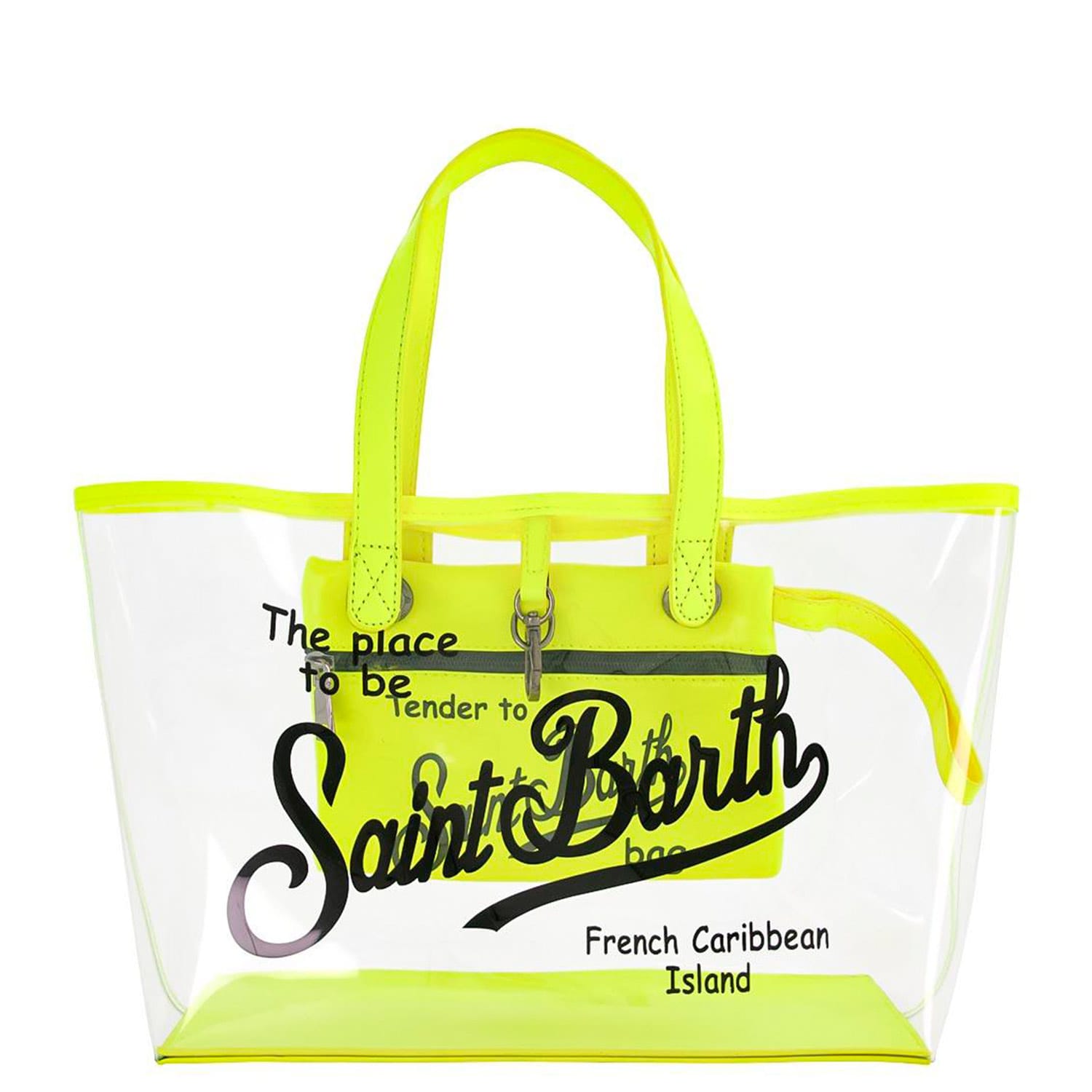 MC2 Saint Barth Transparent Pvc Bag With Fluo Yellow Details