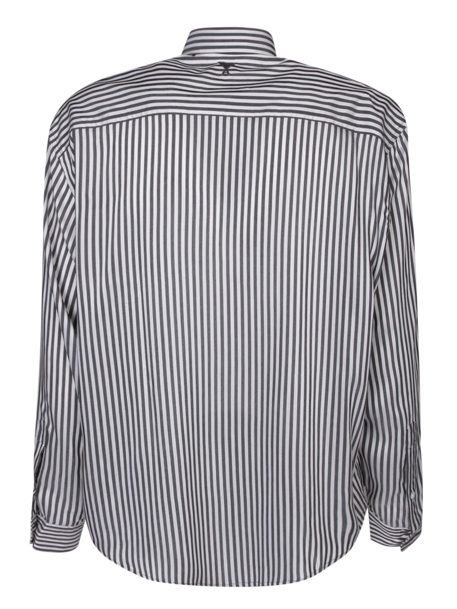 Shop Ami Alexandre Mattiussi Cream/black Striped Shirt Ami Paris