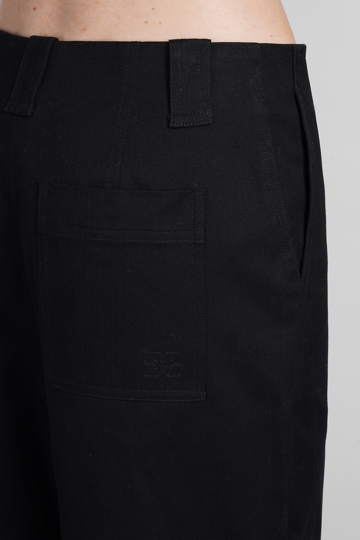 Shop Ganni Pants In Black Cotton