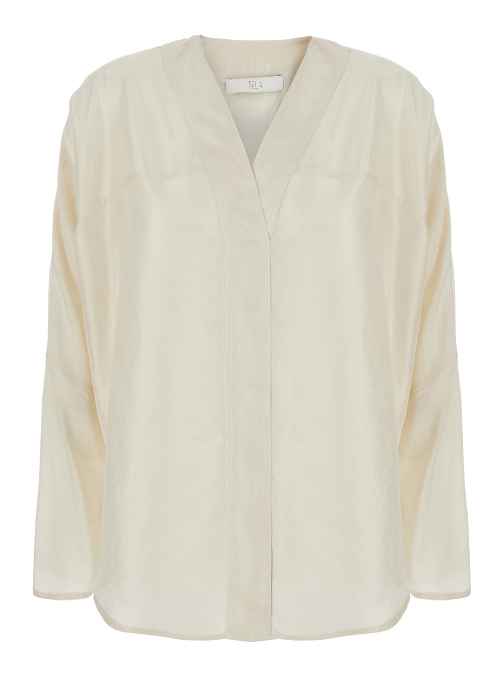 scout White Shirt With V-neck And Long Sleeves In Silk Woman