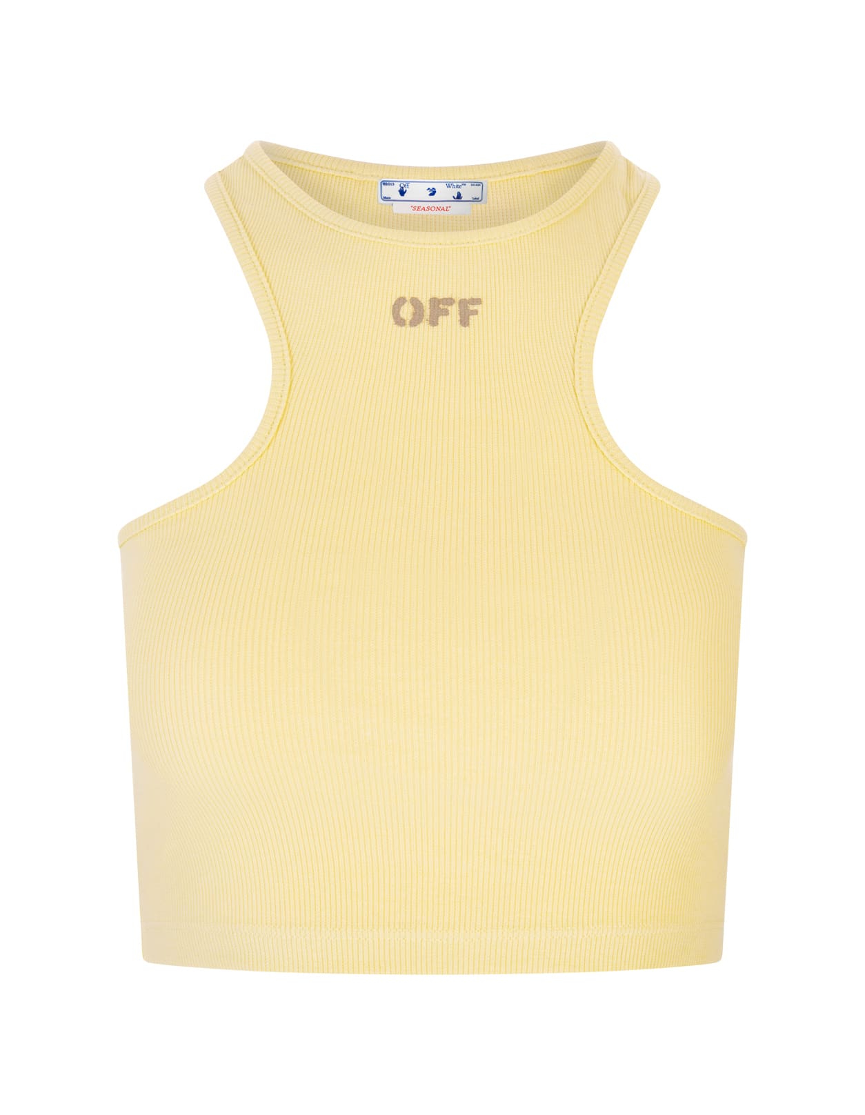 Off-White Woman Yellow Off Stamp Ribbed Rowing Top