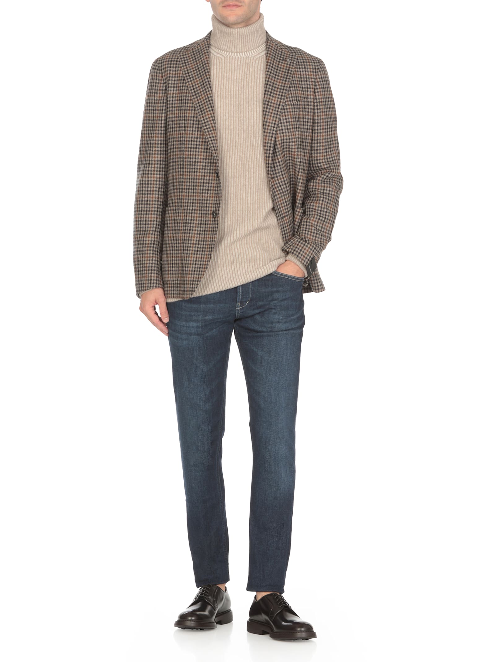 Shop Tagliatore Virgin Wool Jacket In Beige