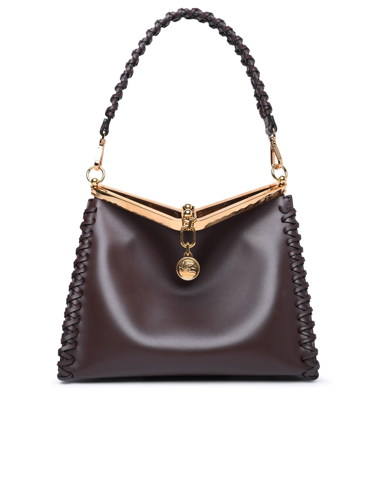 Shop Etro Vela Small Brown Leather Bag