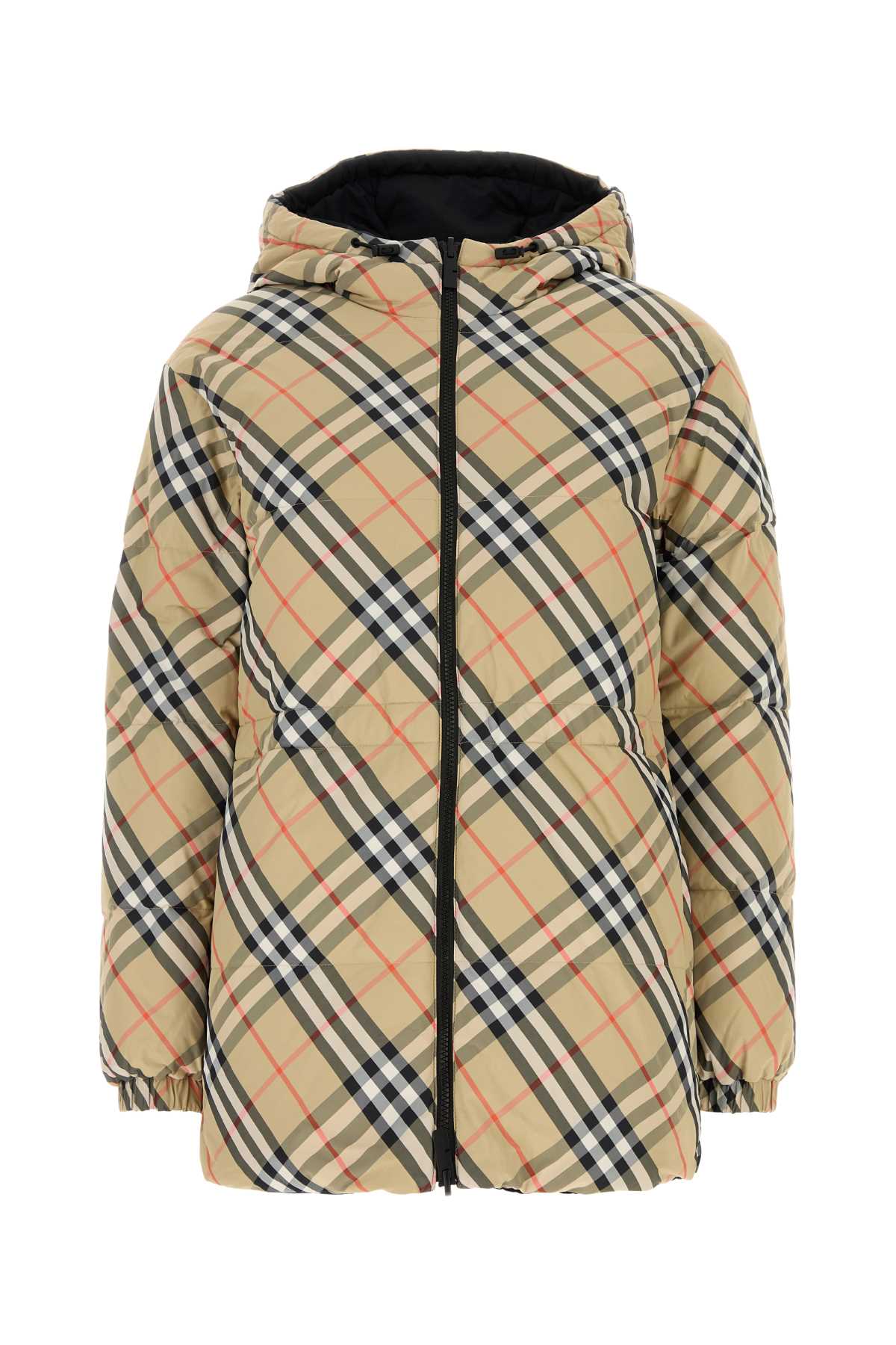 Shop Burberry Printed Nylon Reversible Down Jacket In Beige