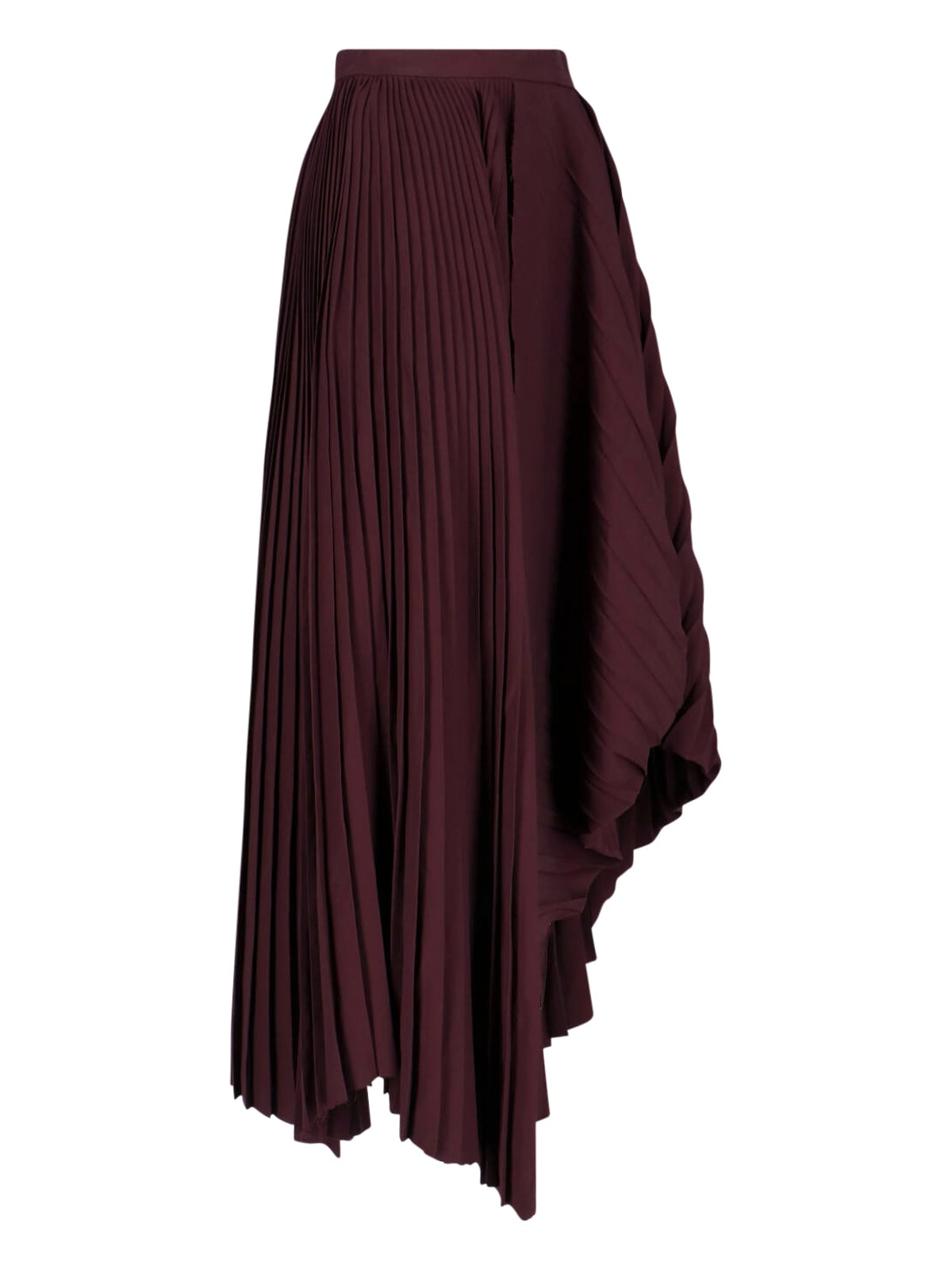 Alexander Mcqueen Asymmetrical Pleated Midi Skirt In Burgundy
