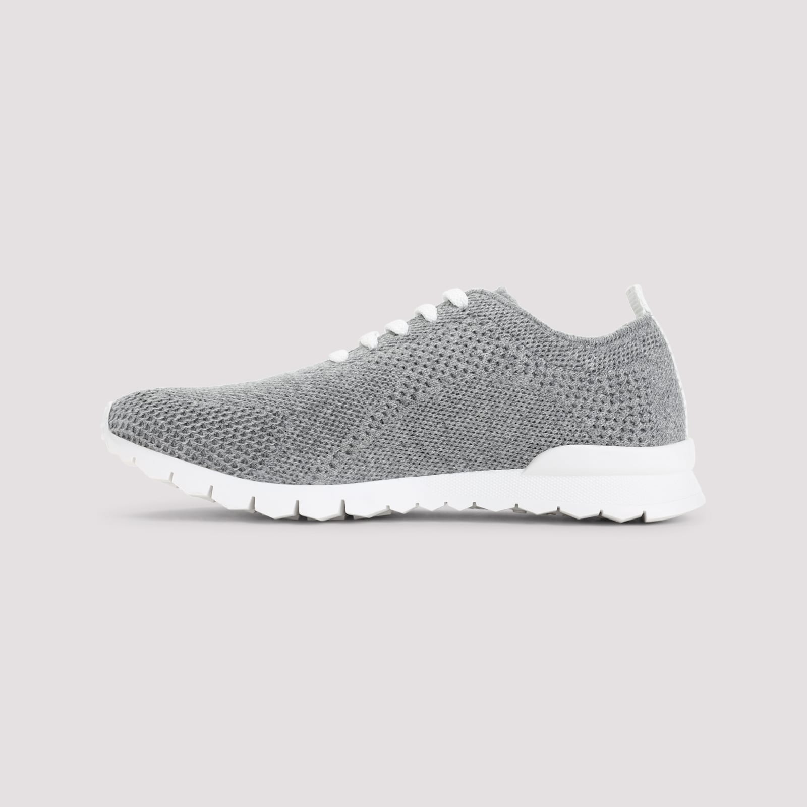 Kiton Fits Low-top Sneakers In Knitted Cashmere In Gray