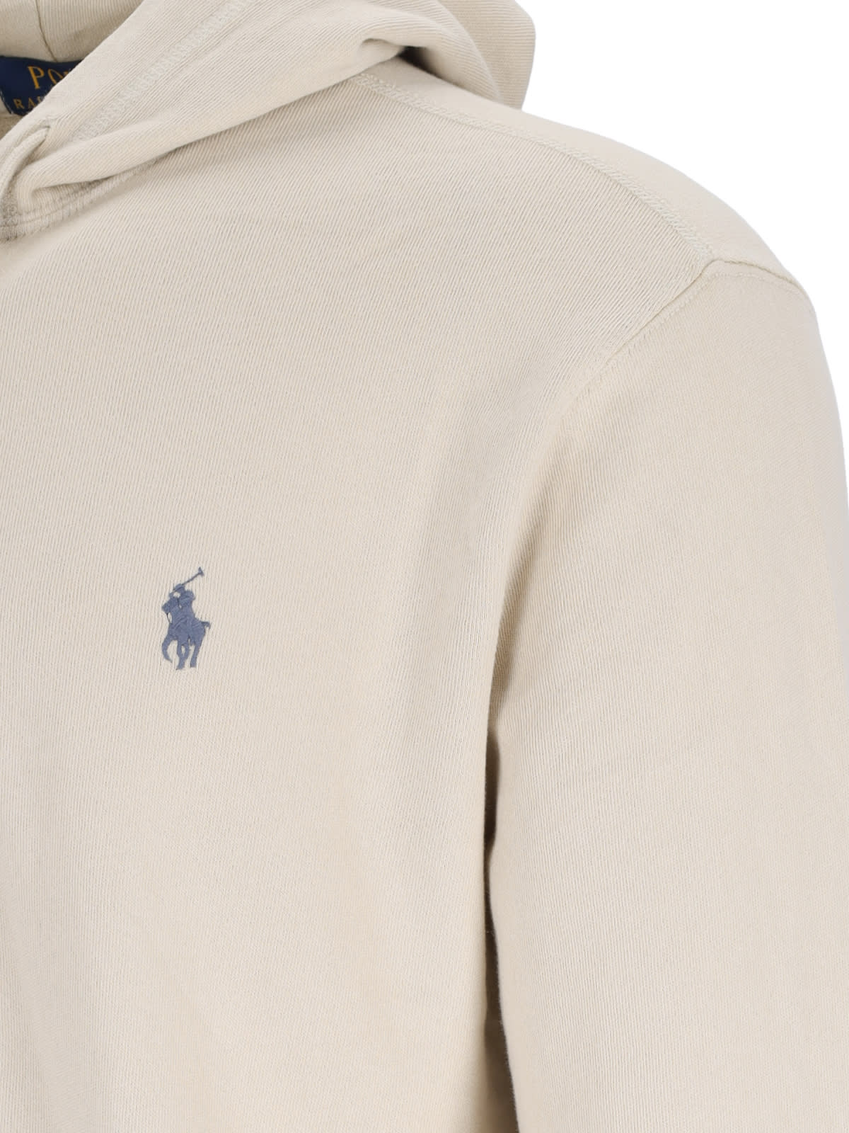 Shop Polo Ralph Lauren Logo Zip Sweatshirt In Beige