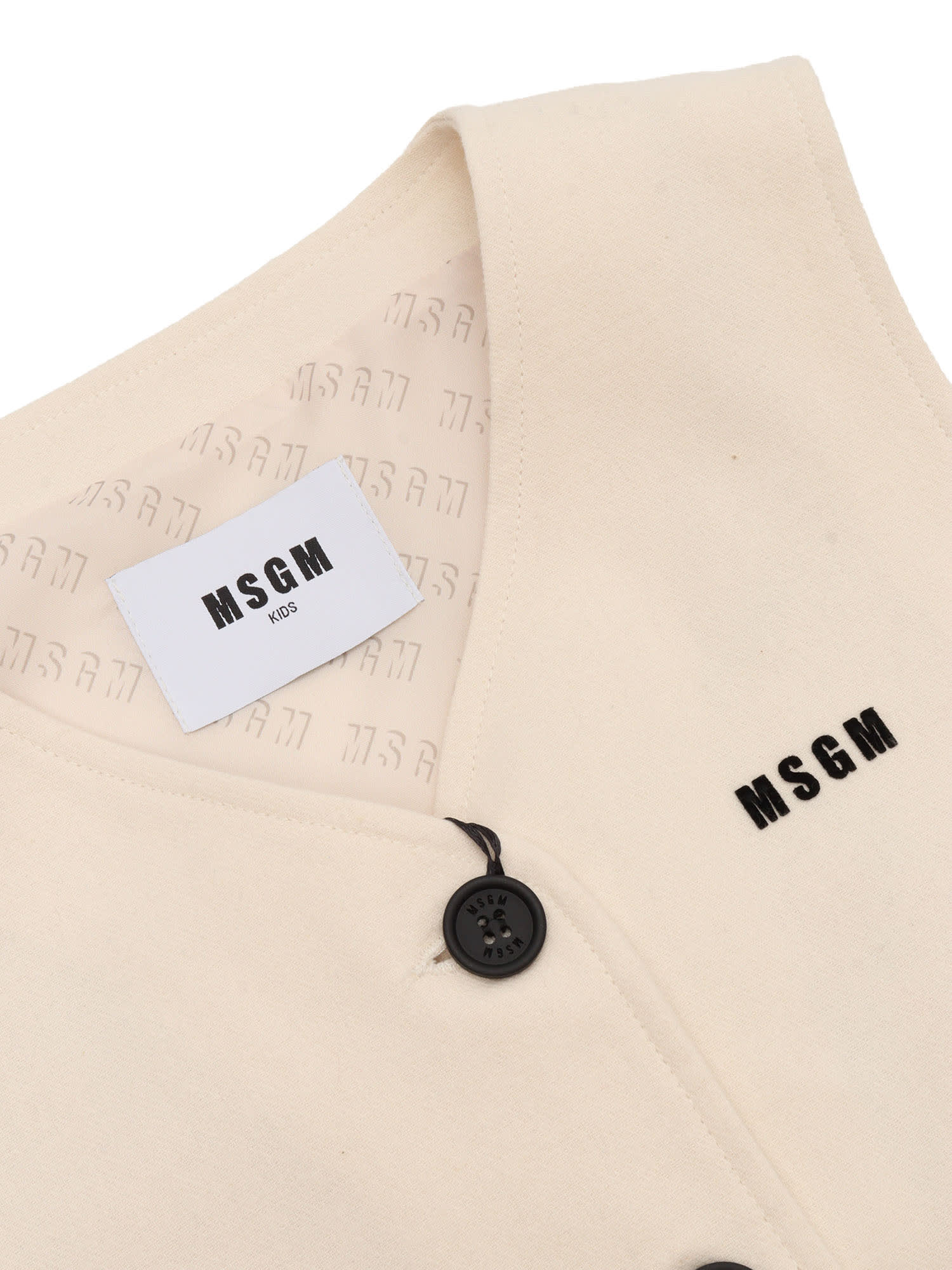 Msgm Brushed Viyella Over Gilet Girl Crema/cr In White