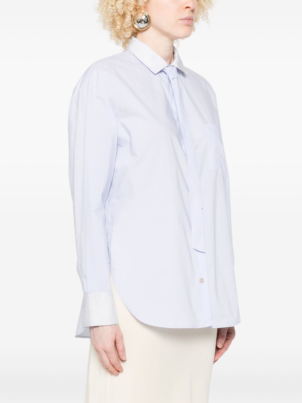 Forte Forte Oversized Cotton Poplin Shirt In Blue