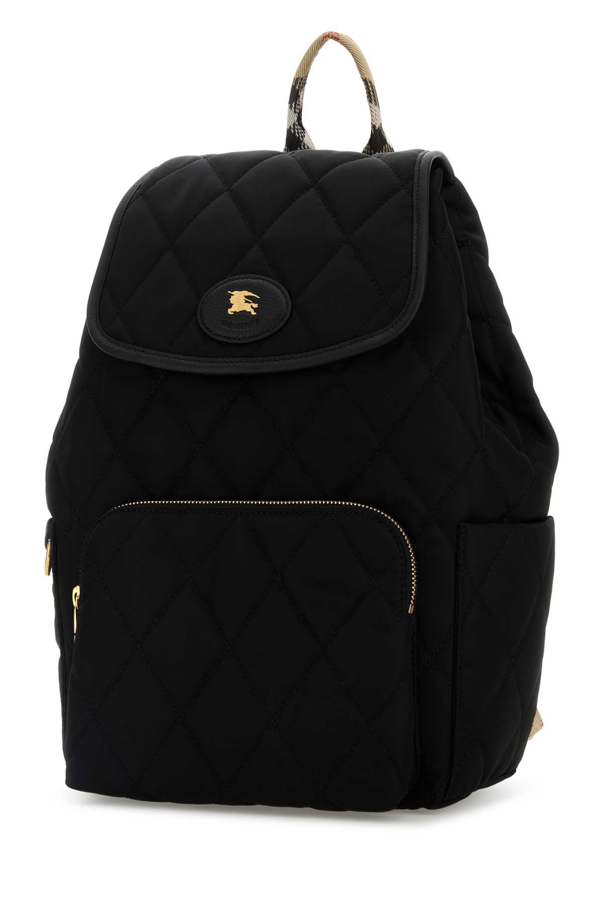 Burberry Black Fabric Horseshoe Backpack In Black