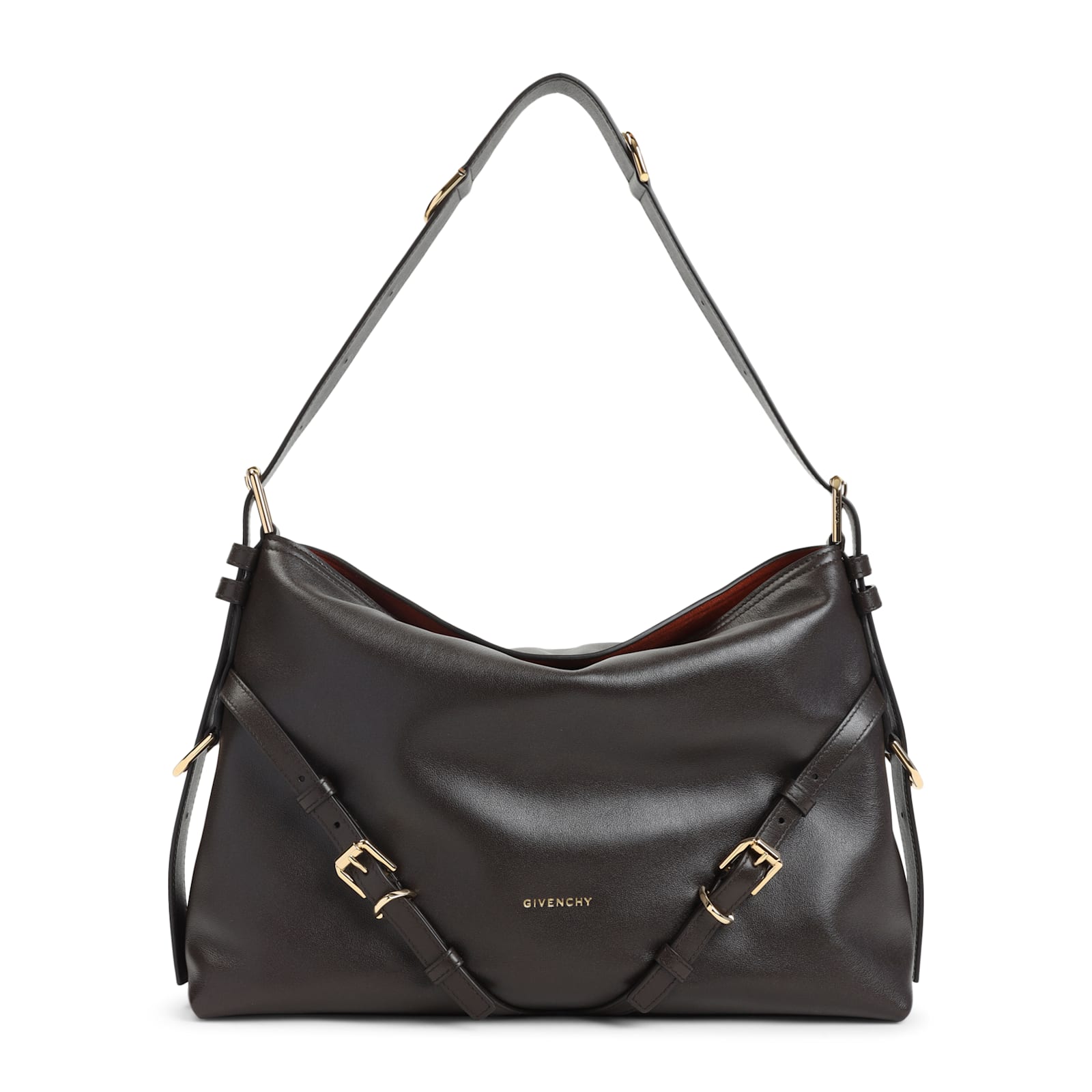 Givenchy Voyou Medium Bag In Glossy Leather In Brown