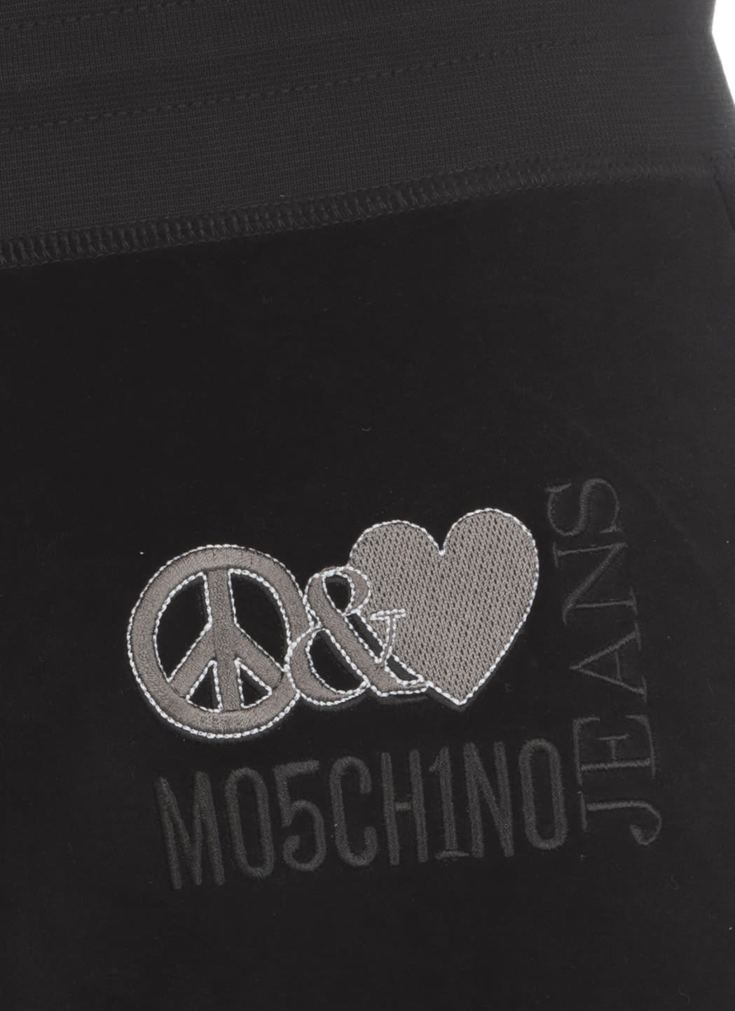 Shop M05ch1n0 Jeans Pants With Peace And Love Logo In Black