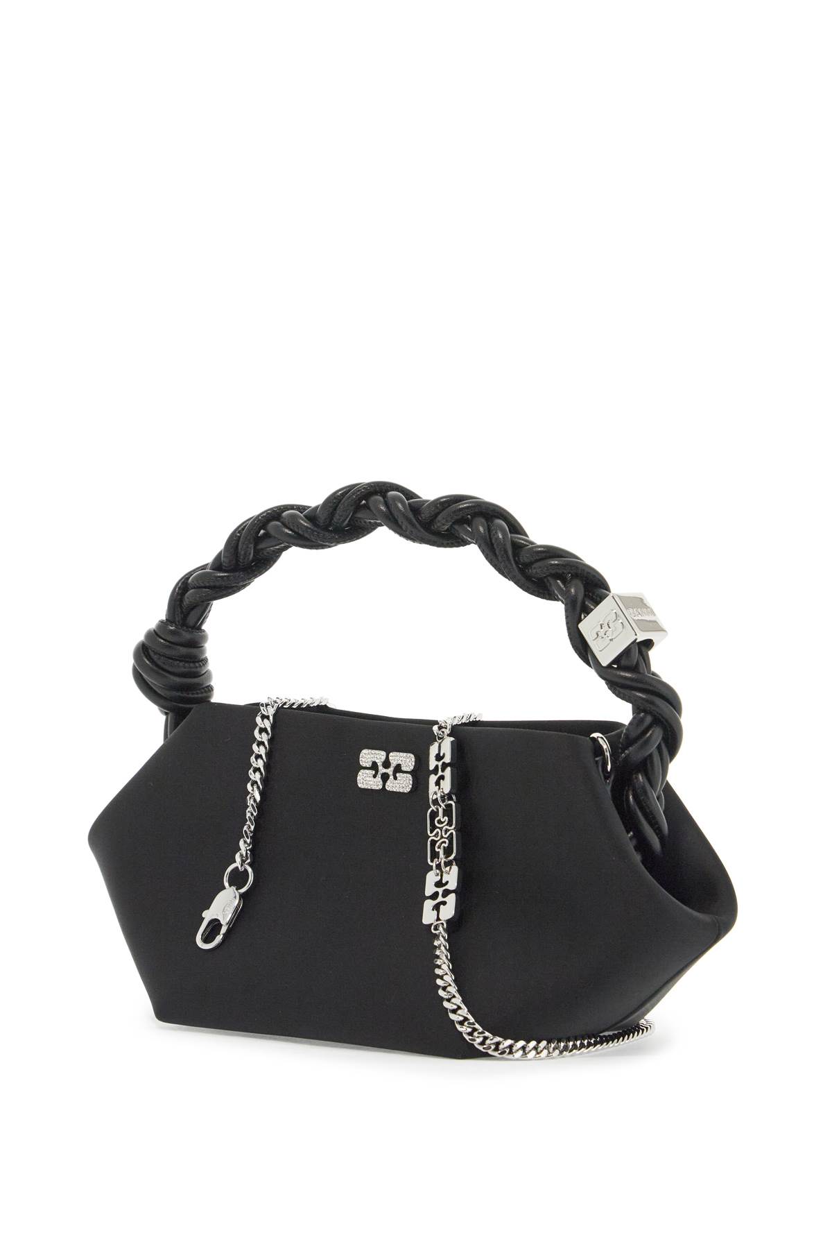 Ganni Bou Bag Mini Hand Bag In Black Polyester In Black (black)
