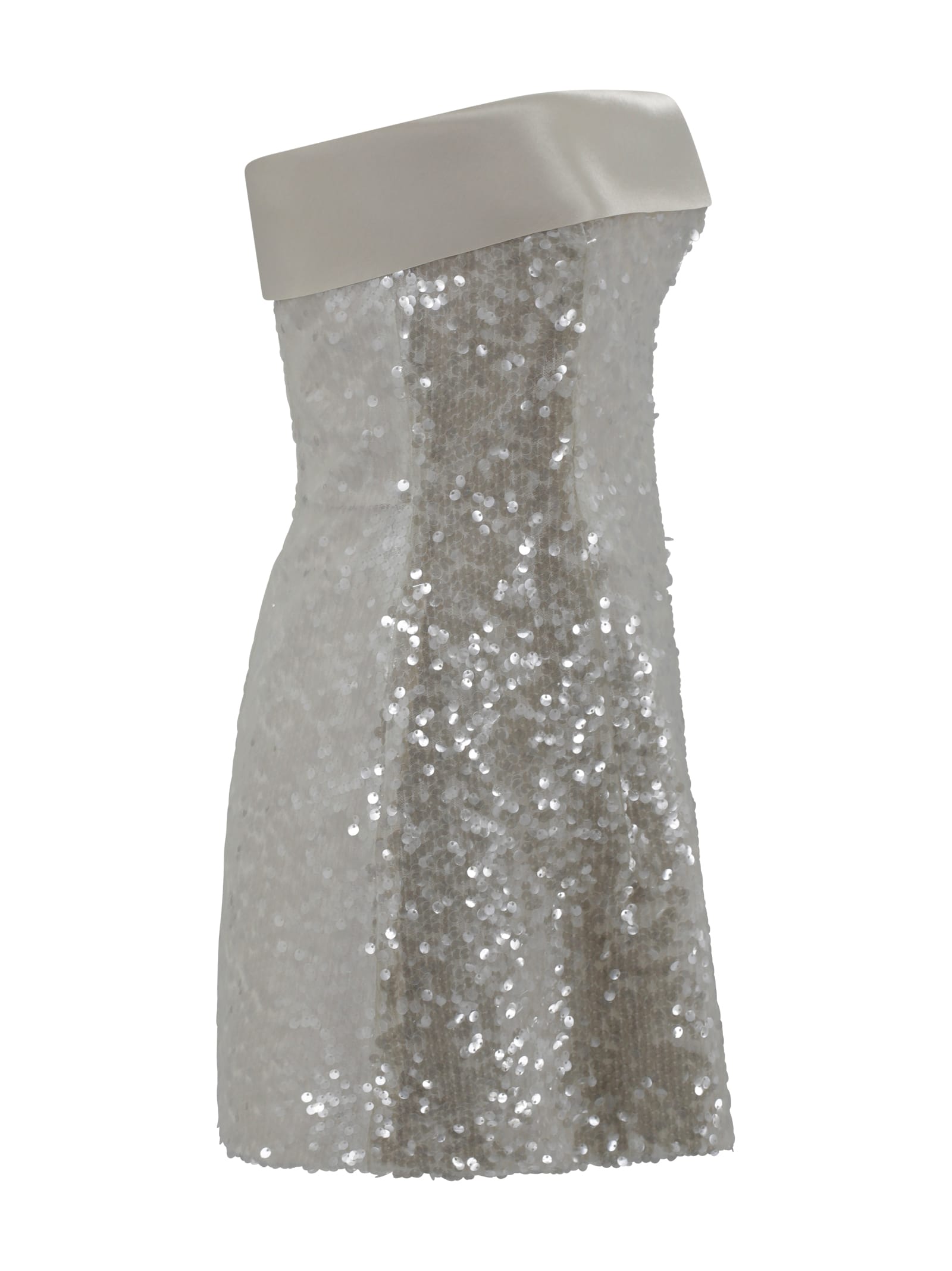 Philosophy Di Lorenzo Serafini Short Dress With Sequins In Ivory