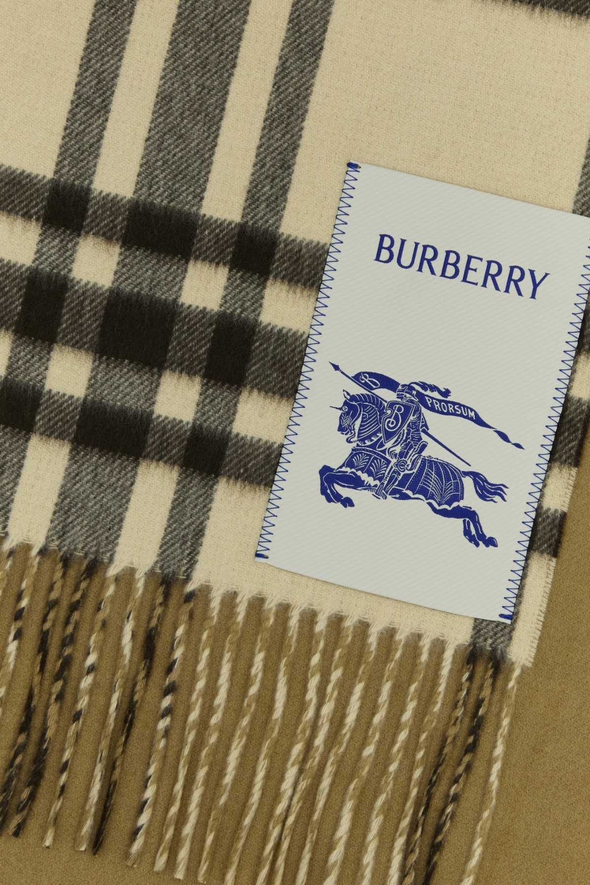 Shop Burberry Embroidered Cashmere Reversible Scarf In Candle