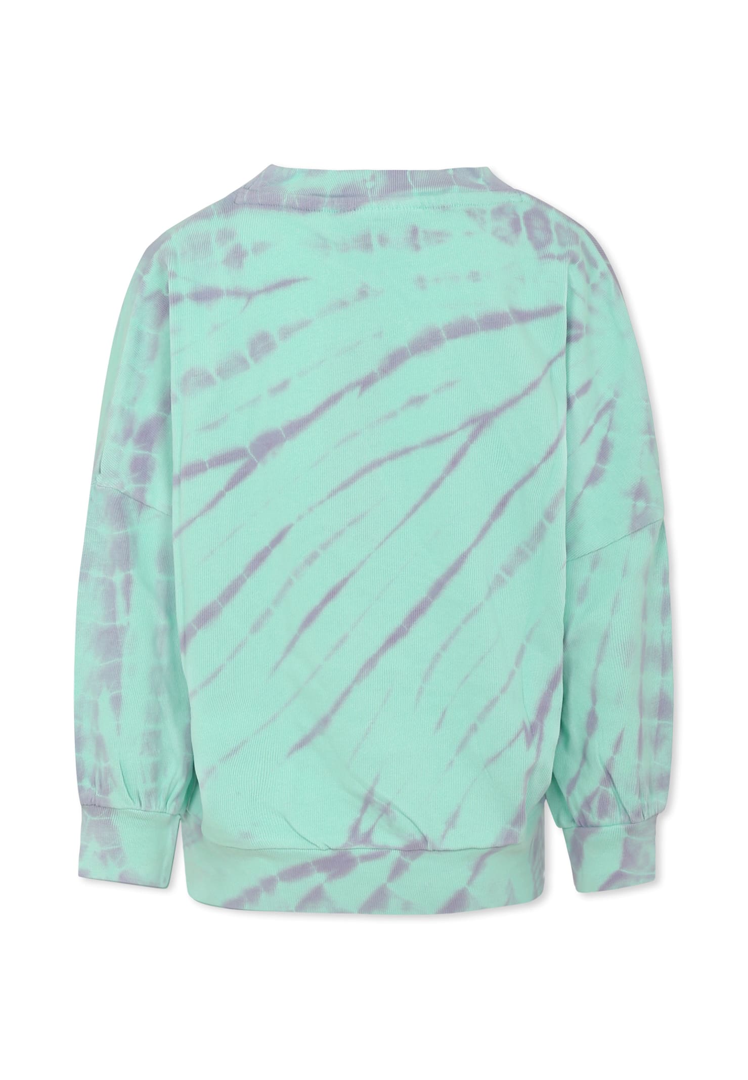 Molo Tie Dye Multicolor Sweatshirt For Girl With Logo In Light Blue