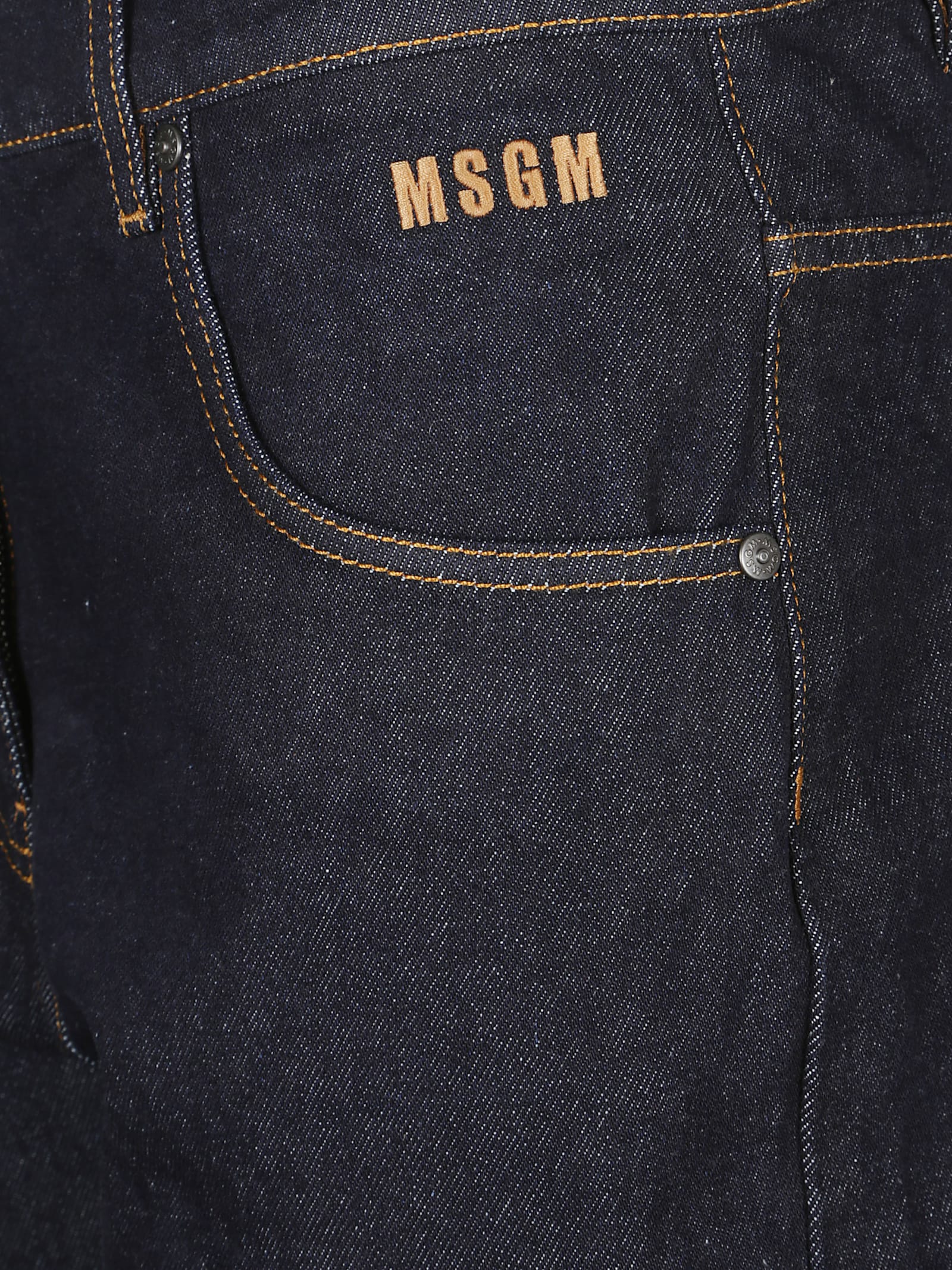 Msgm Ankle Cut Denim Jeans In Blue