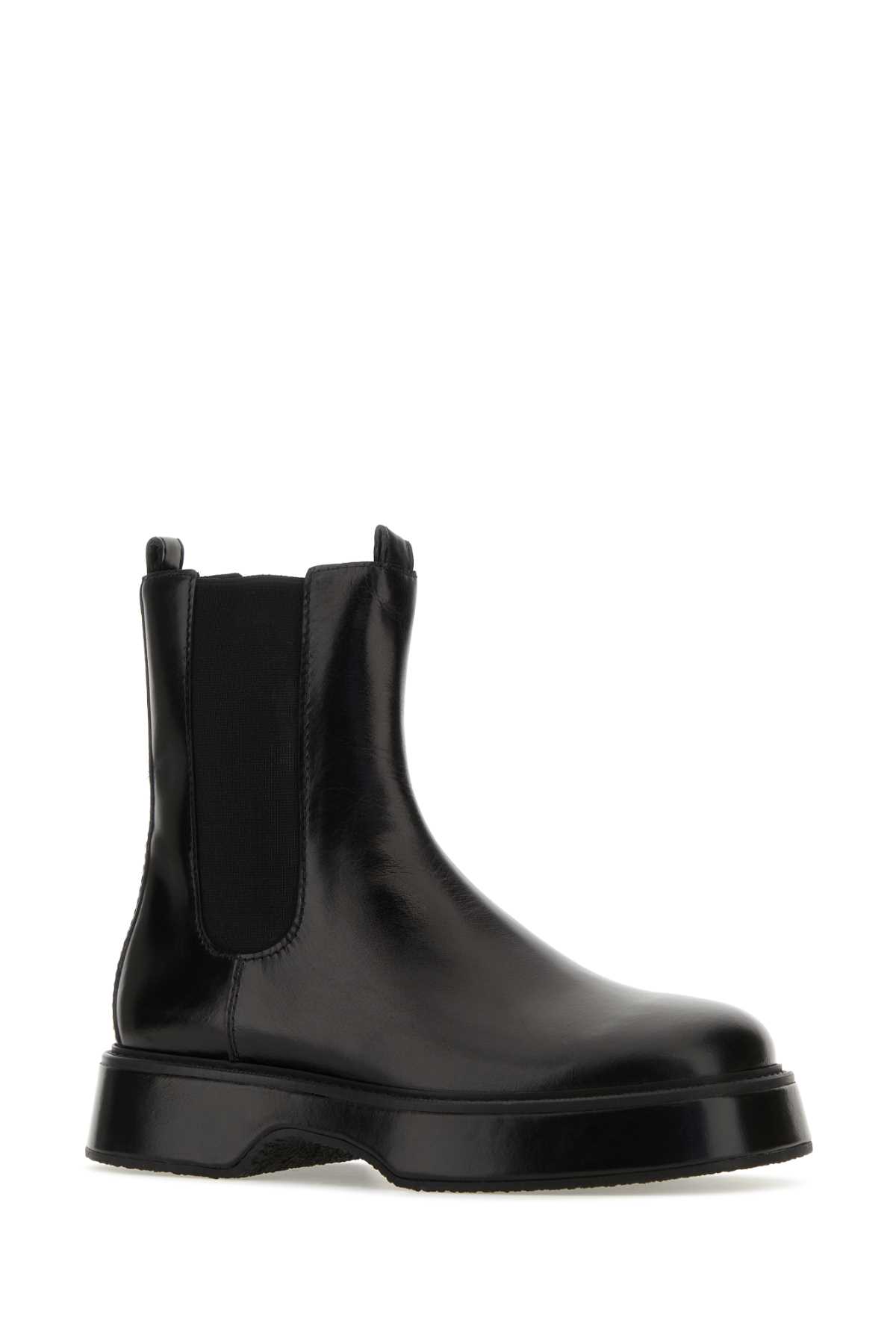 Ami Alexandre Mattiussi Black Leather Ankle Boots
