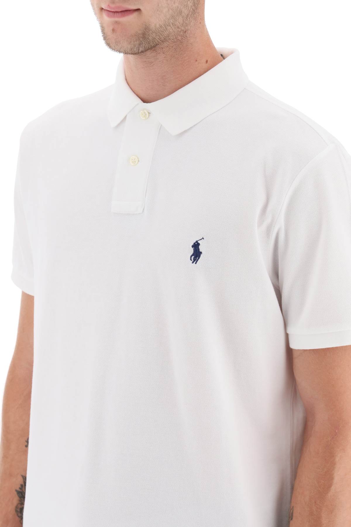 Shop Ralph Lauren Pique Cotton Polo Shirt In White