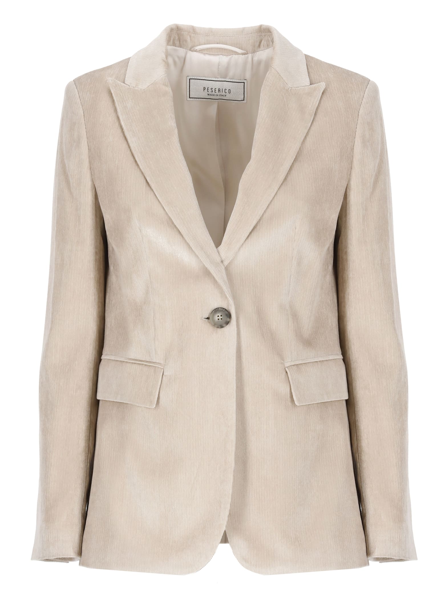 Shop Peserico Corduroy Blazer In Beige